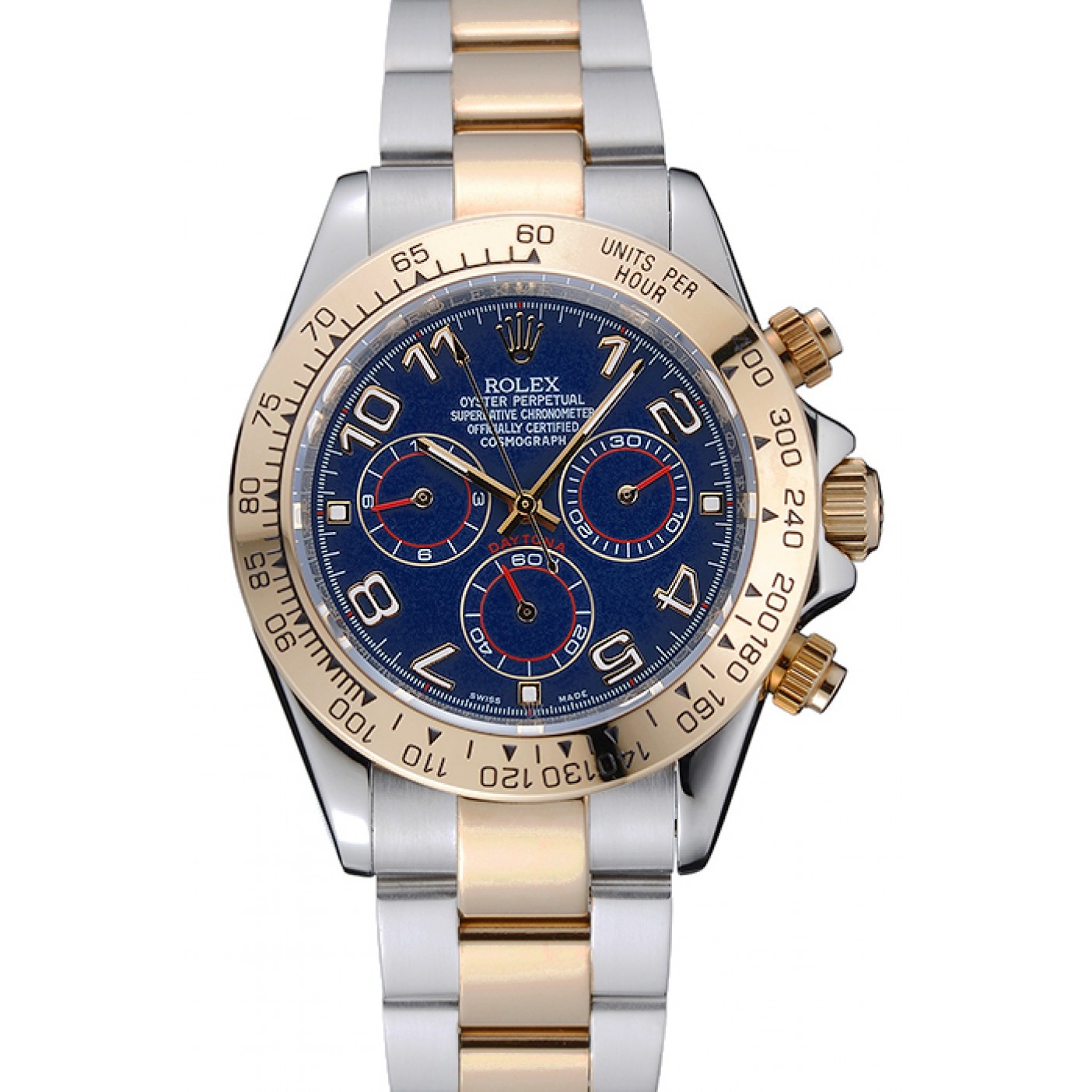 MiroTime Rolex Cosmograph Daytona Blue Dial Two Tone Stainless Steel Bracelet 1454246