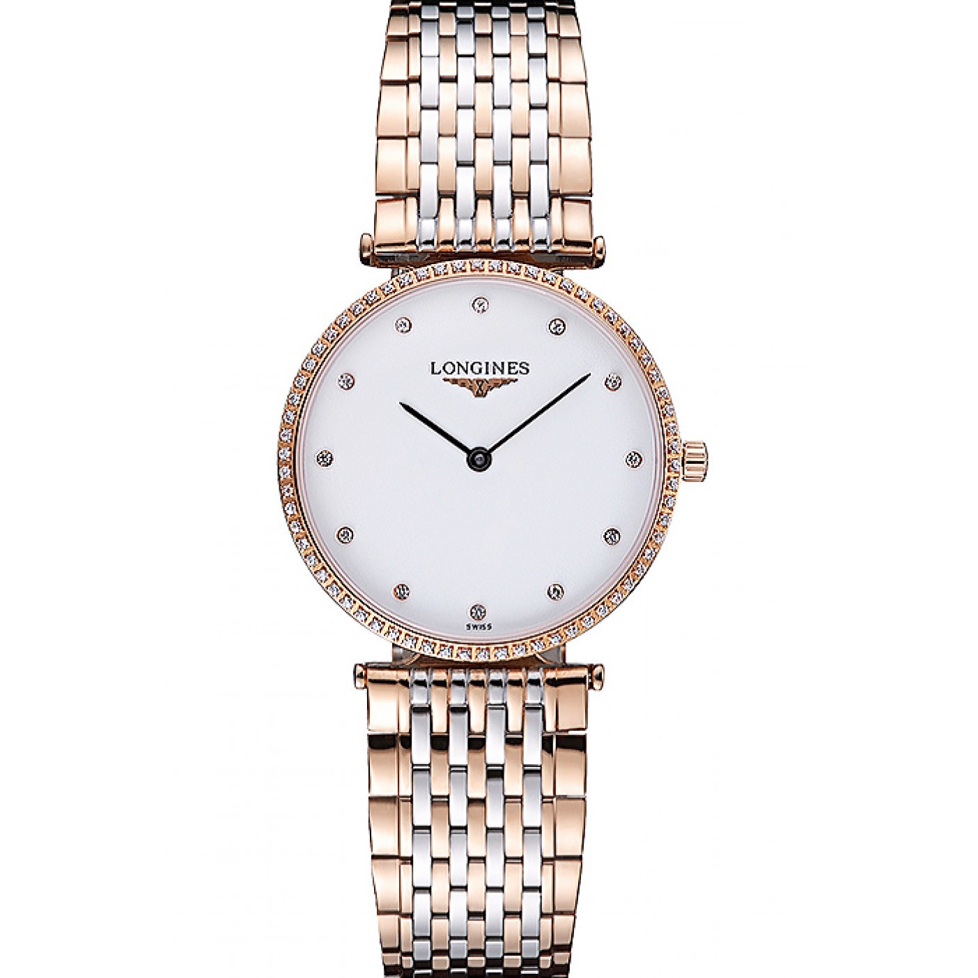 MiroTime Longines La Grande Classique Rose Gold White Dial Diamond Bezel Homme 622105