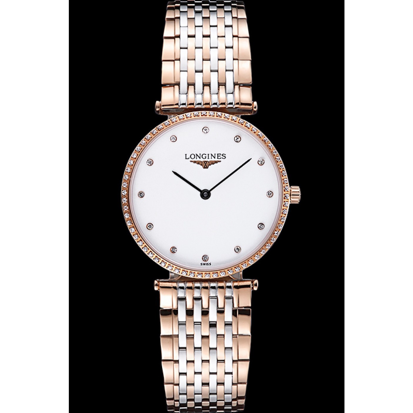 MiroTime Longines La Grande Classique Rose Gold White Dial Diamond Bezel Homme 622105
