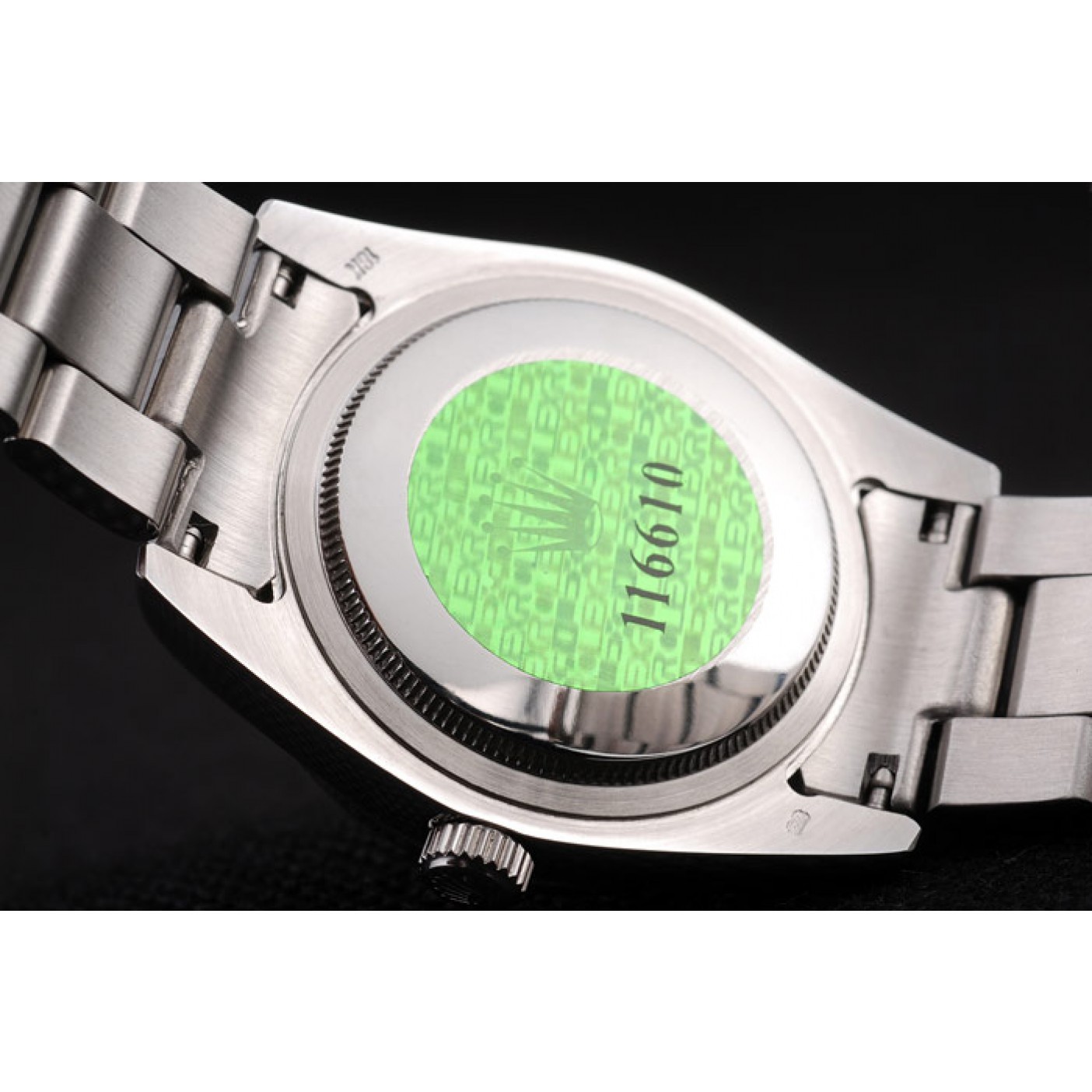 MiroTime Rolex Datejust Polished Stainless Steel Dark Blue Flowers Dial Diamond Plated