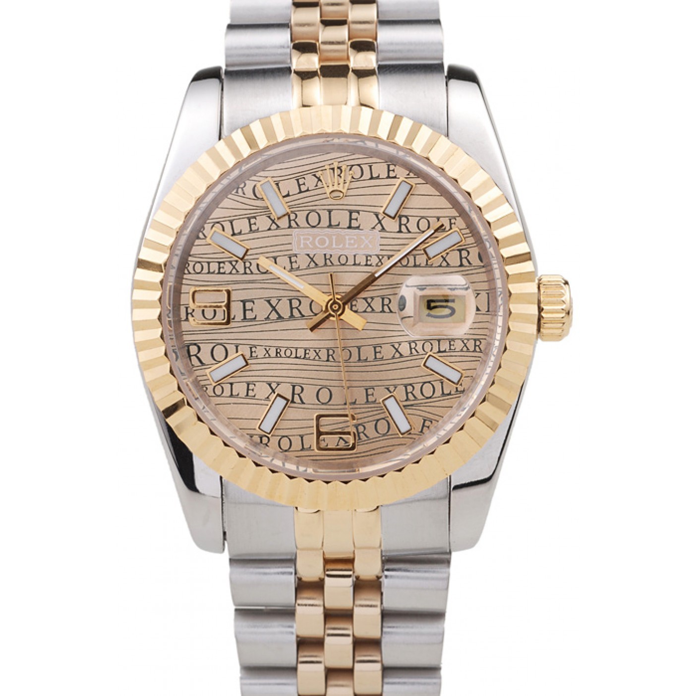 MiroTime Rolex DateJust Two Tone Stainless Steel 18k Gold PlatedGold Dial