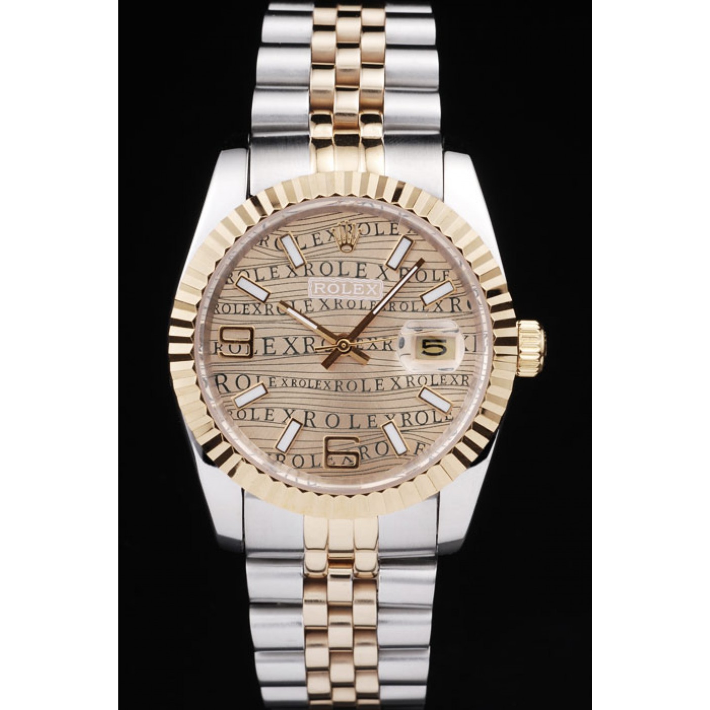 MiroTime Rolex DateJust Two Tone Stainless Steel 18k Gold PlatedGold Dial