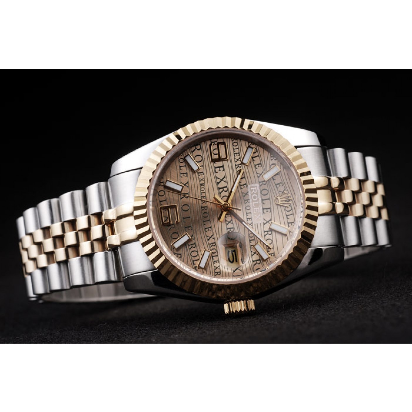 MiroTime Rolex DateJust Two Tone Stainless Steel 18k Gold PlatedGold Dial
