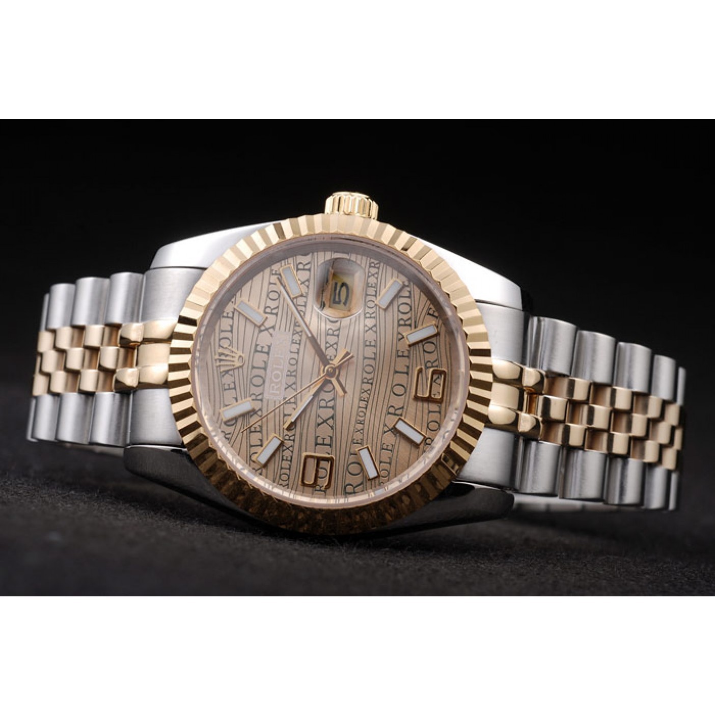 MiroTime Rolex DateJust Two Tone Stainless Steel 18k Gold PlatedGold Dial
