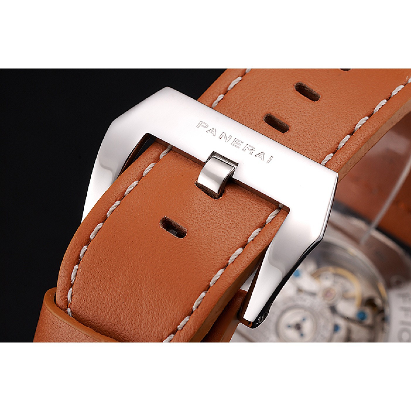 MiroTime Panerai Radiomir Stainless Steel Bezel Orange Leather Bracelet 622317