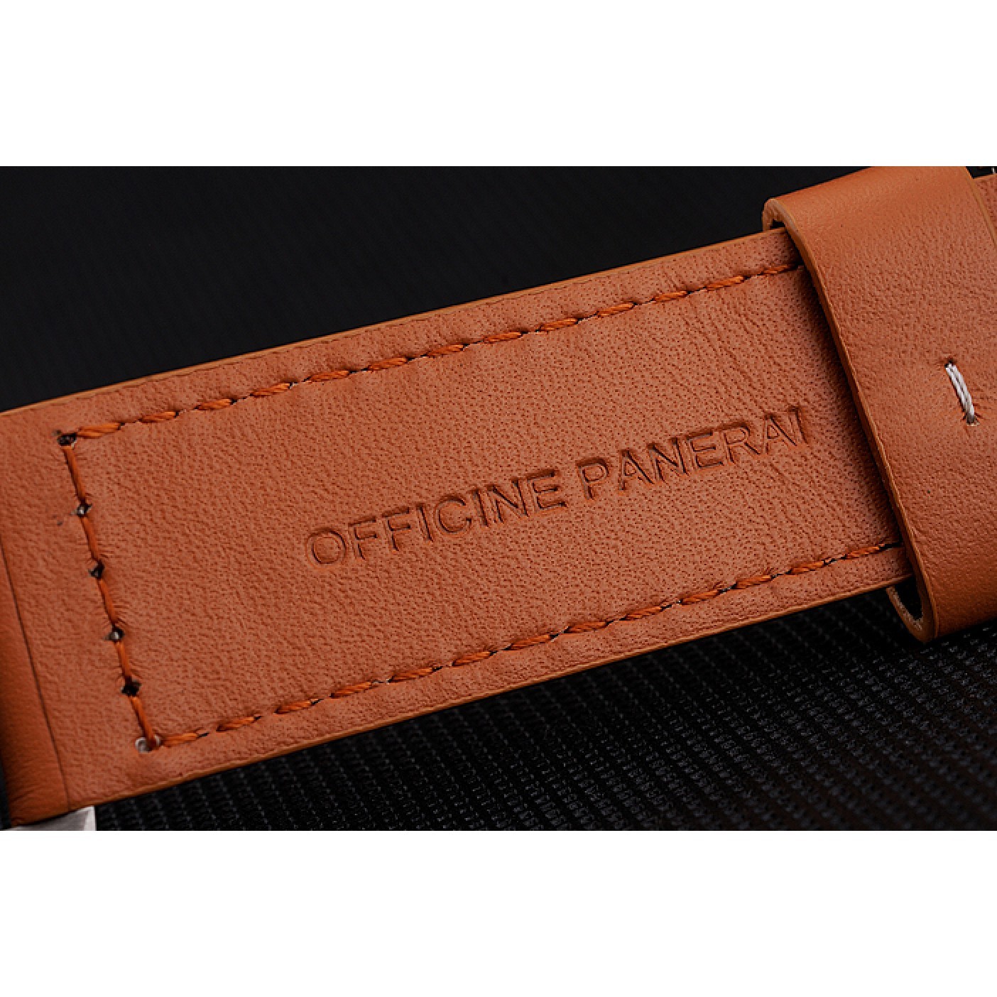 MiroTime Panerai Radiomir Stainless Steel Bezel Orange Leather Bracelet 622317