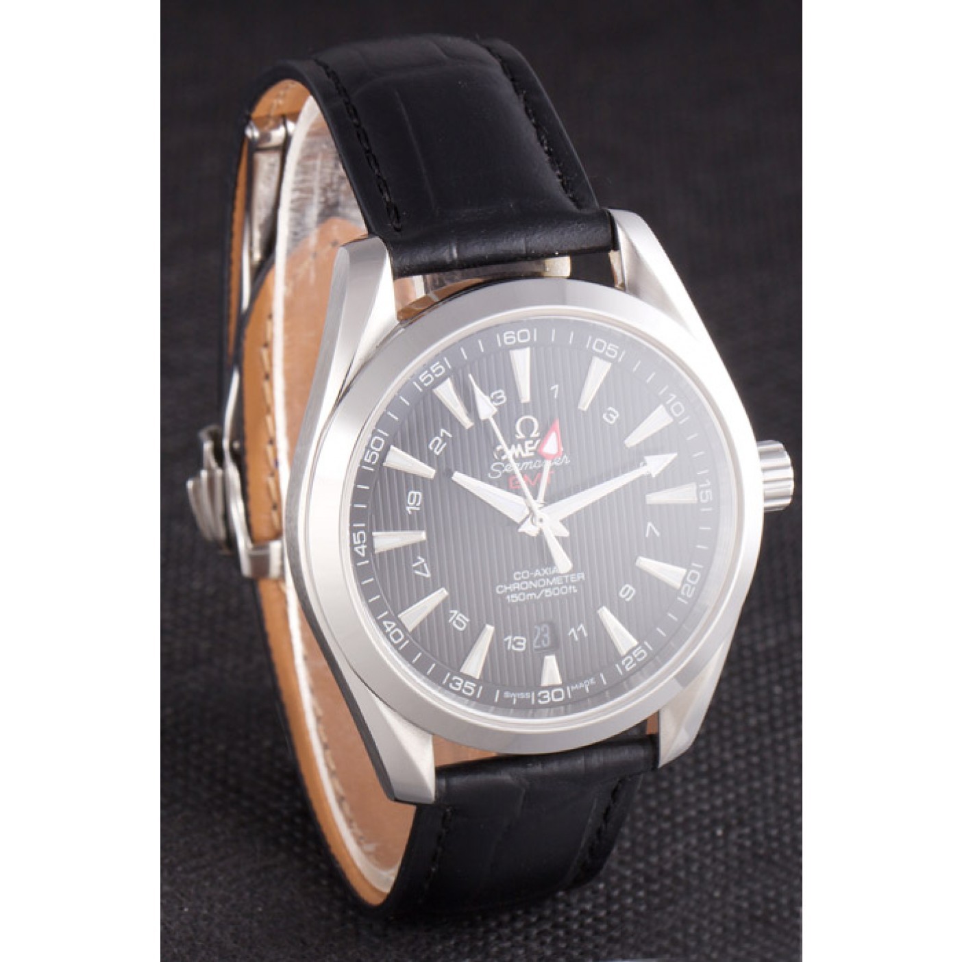 MiroTime Omega Seamaster Black Dial with Black Leather Band 621574