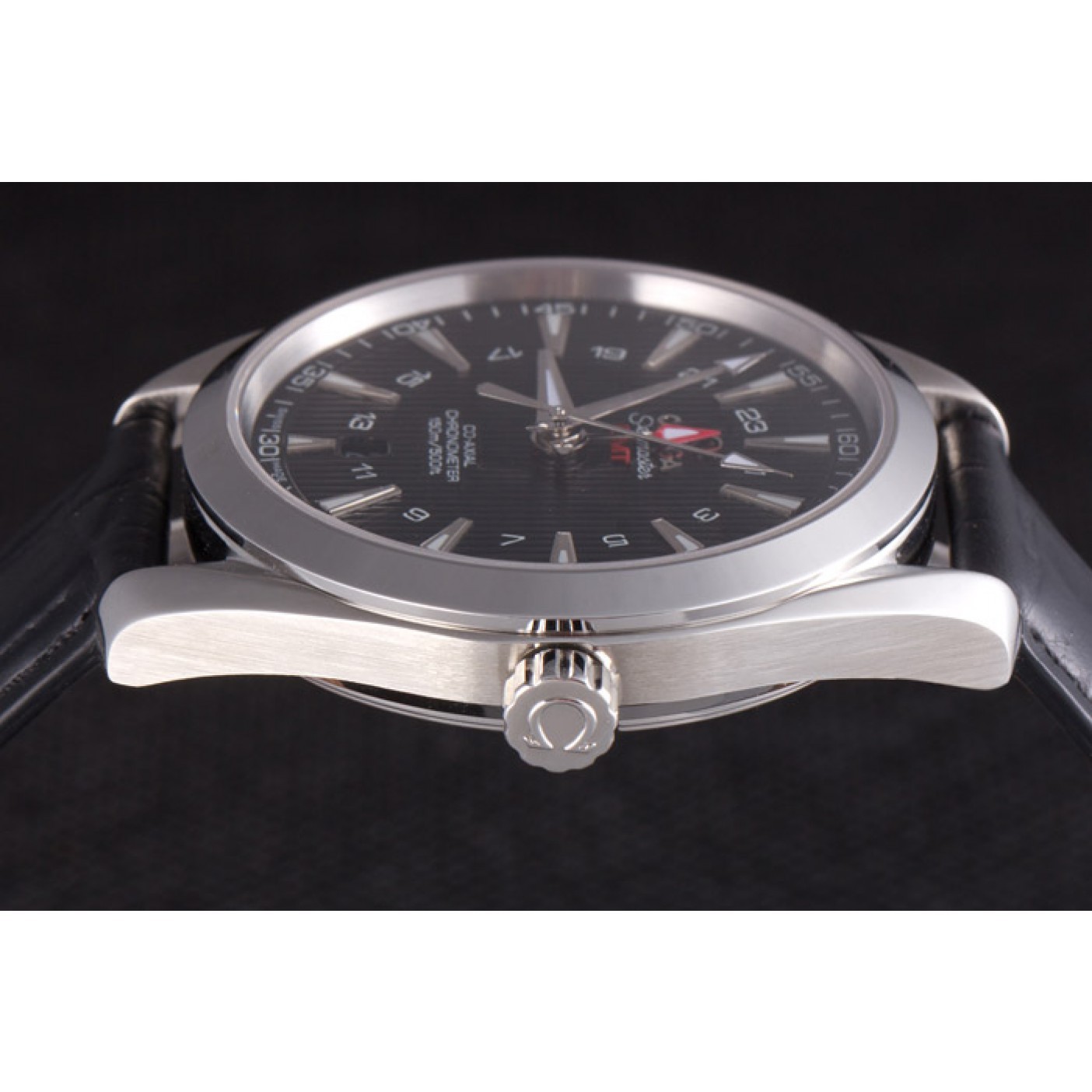 MiroTime Omega Seamaster Black Dial with Black Leather Band 621574