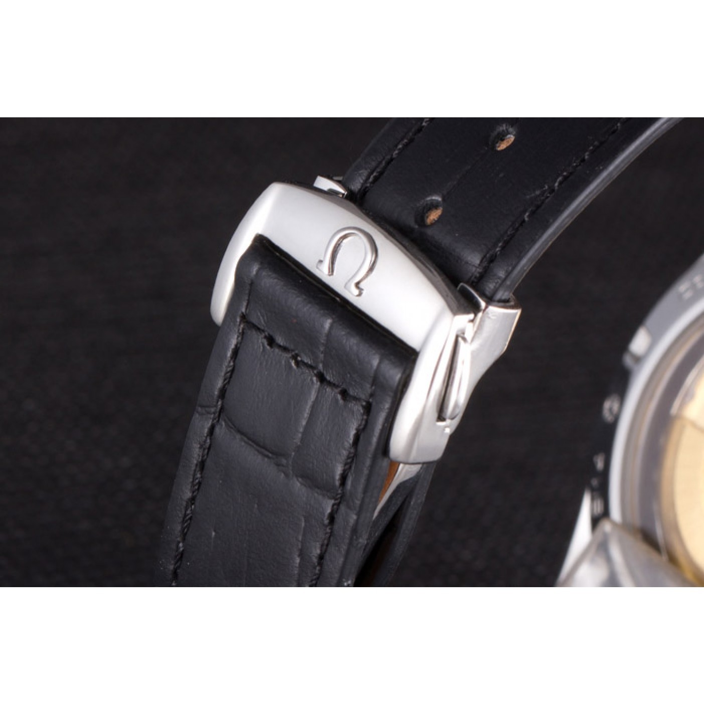 MiroTime Omega Seamaster Black Dial with Black Leather Band 621574