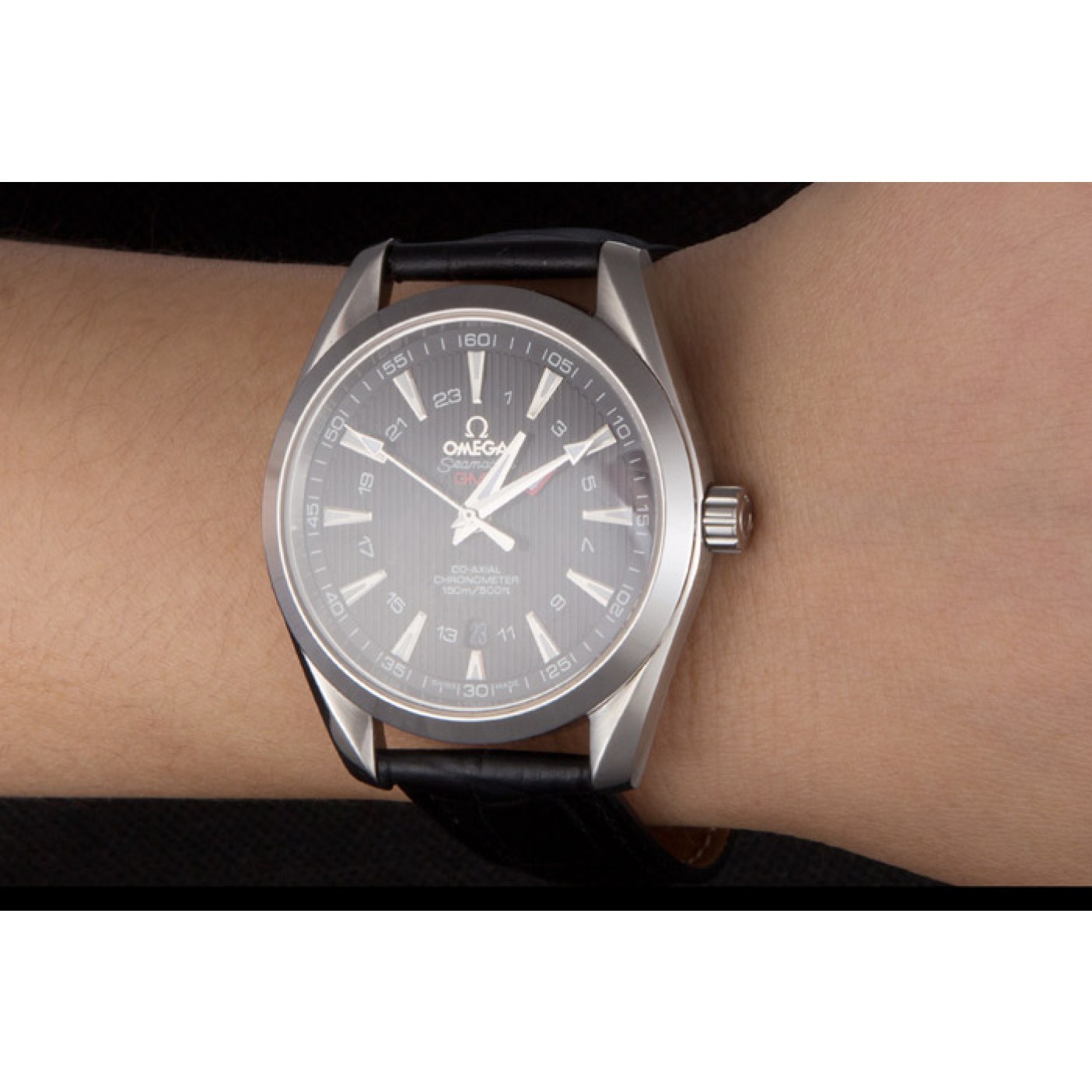 MiroTime Omega Seamaster Black Dial with Black Leather Band 621574