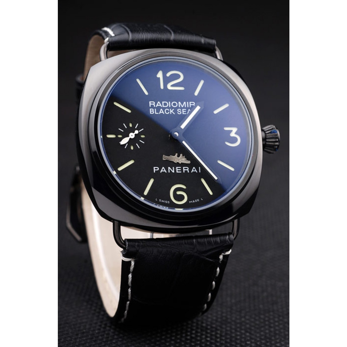 MiroTime Panerai Radiomir Black Ceramic Case Black Dial Black Leather Strap 98135