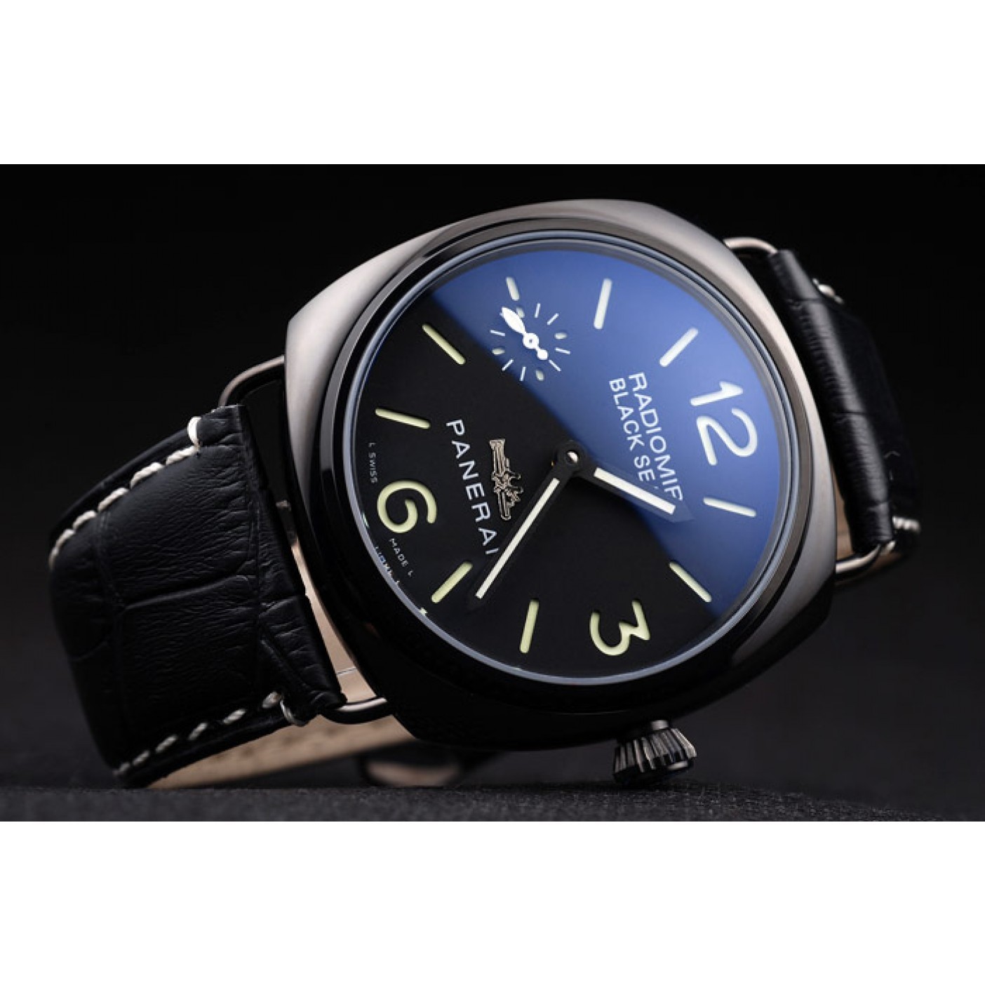 MiroTime Panerai Radiomir Black Ceramic Case Black Dial Black Leather Strap 98135