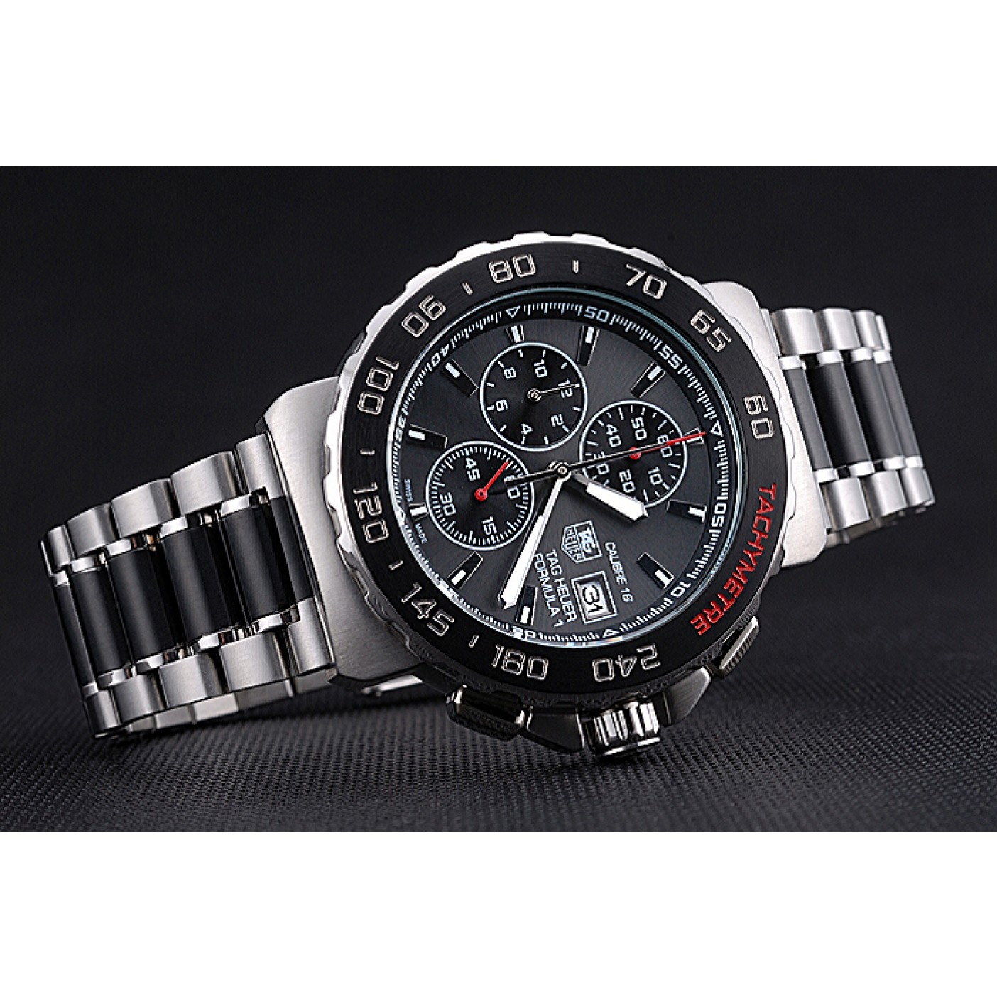 MiroTime Tag Heuer Formula 1 Calibre 16 Chronograph Black Dial Two Tone Stainless Steel Band 622413