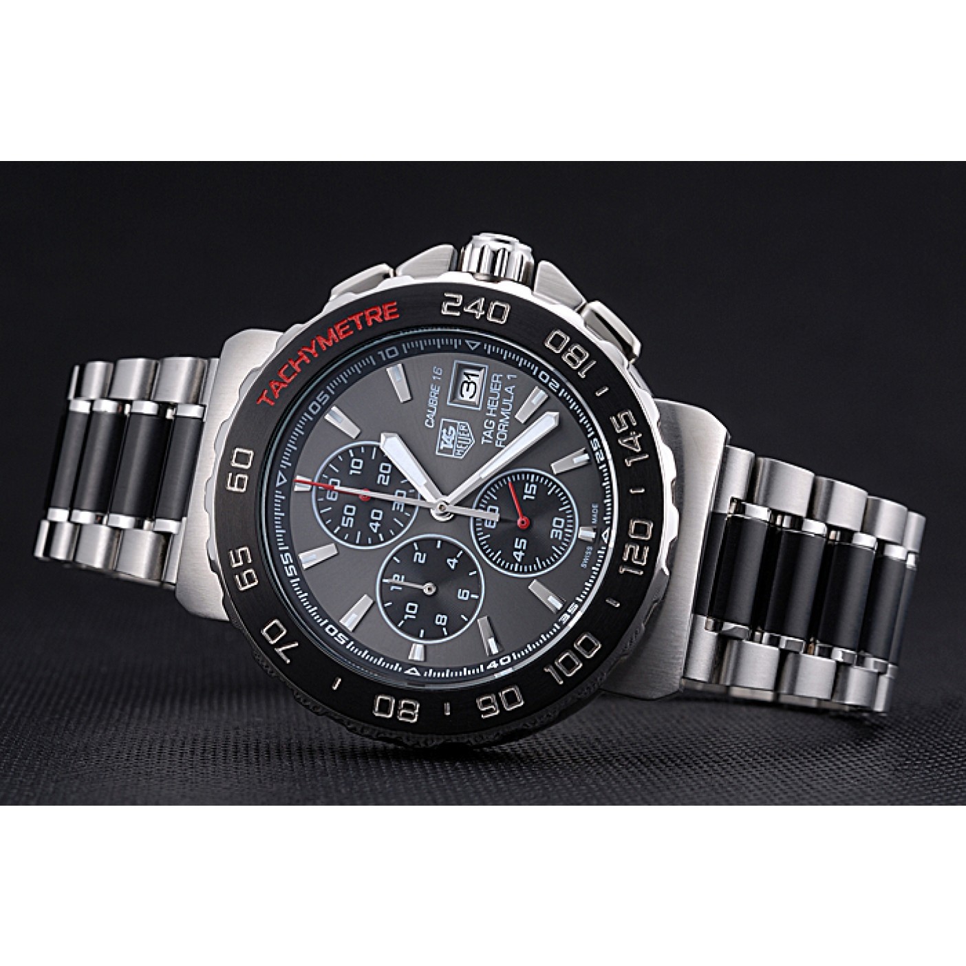 MiroTime Tag Heuer Formula 1 Calibre 16 Chronograph Black Dial Two Tone Stainless Steel Band 622413
