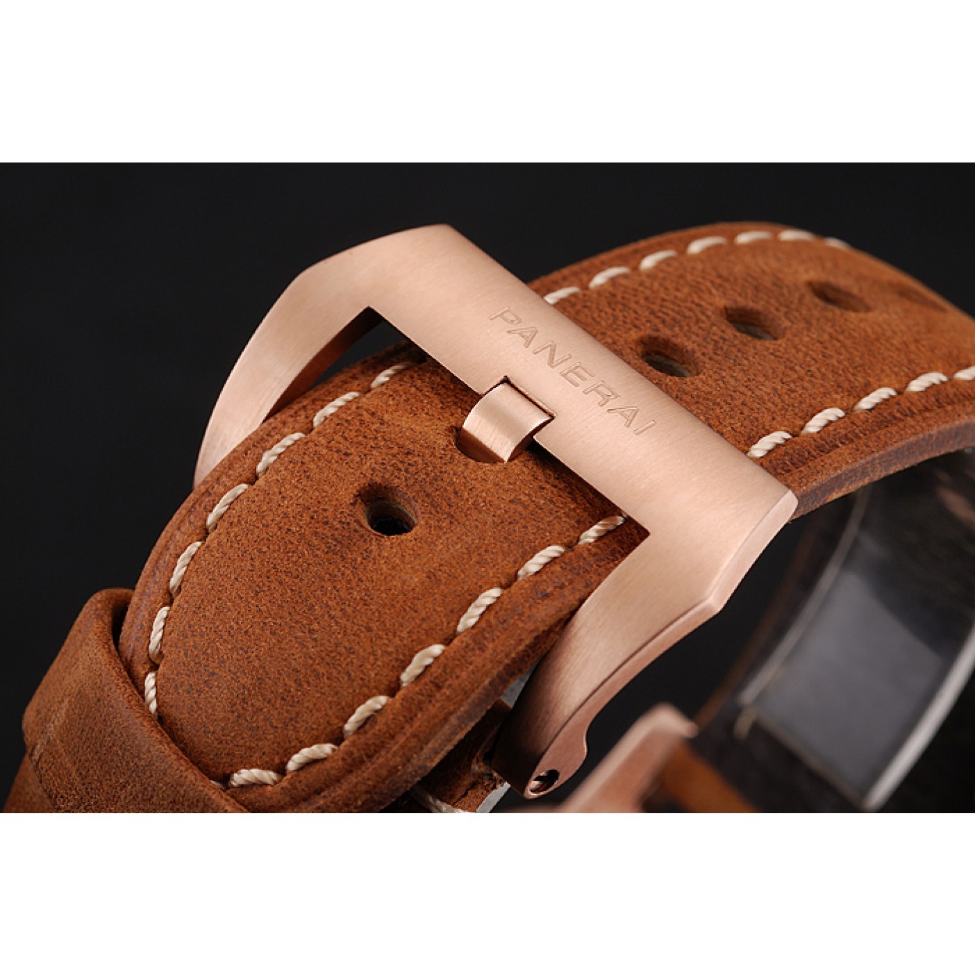 MiroTime Swiss Panerai Radiomir 1940 Black Dial Rose Gold Case Brown Suede Leather Strap 1453844