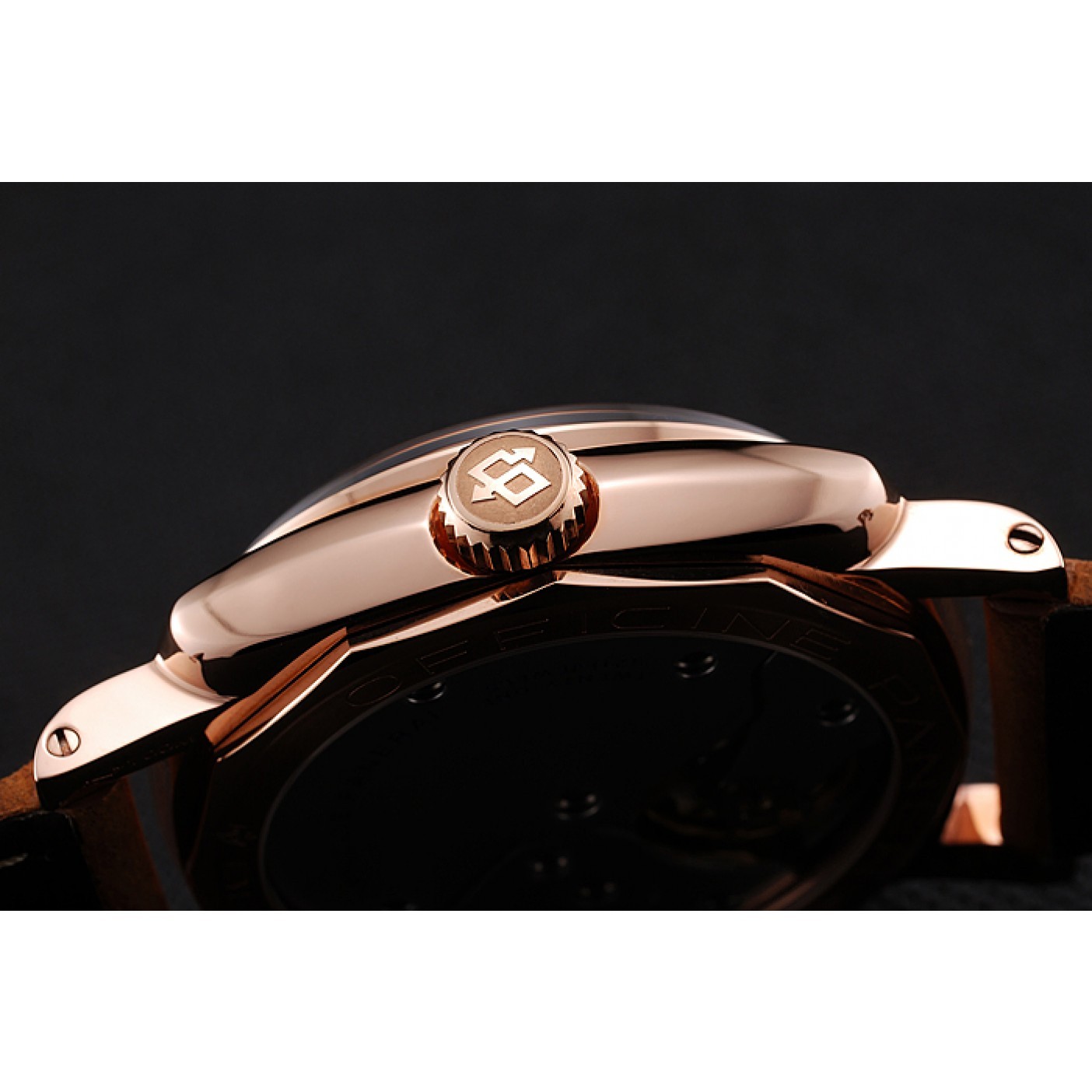 MiroTime Swiss Panerai Radiomir 1940 Black Dial Rose Gold Case Brown Suede Leather Strap 1453844