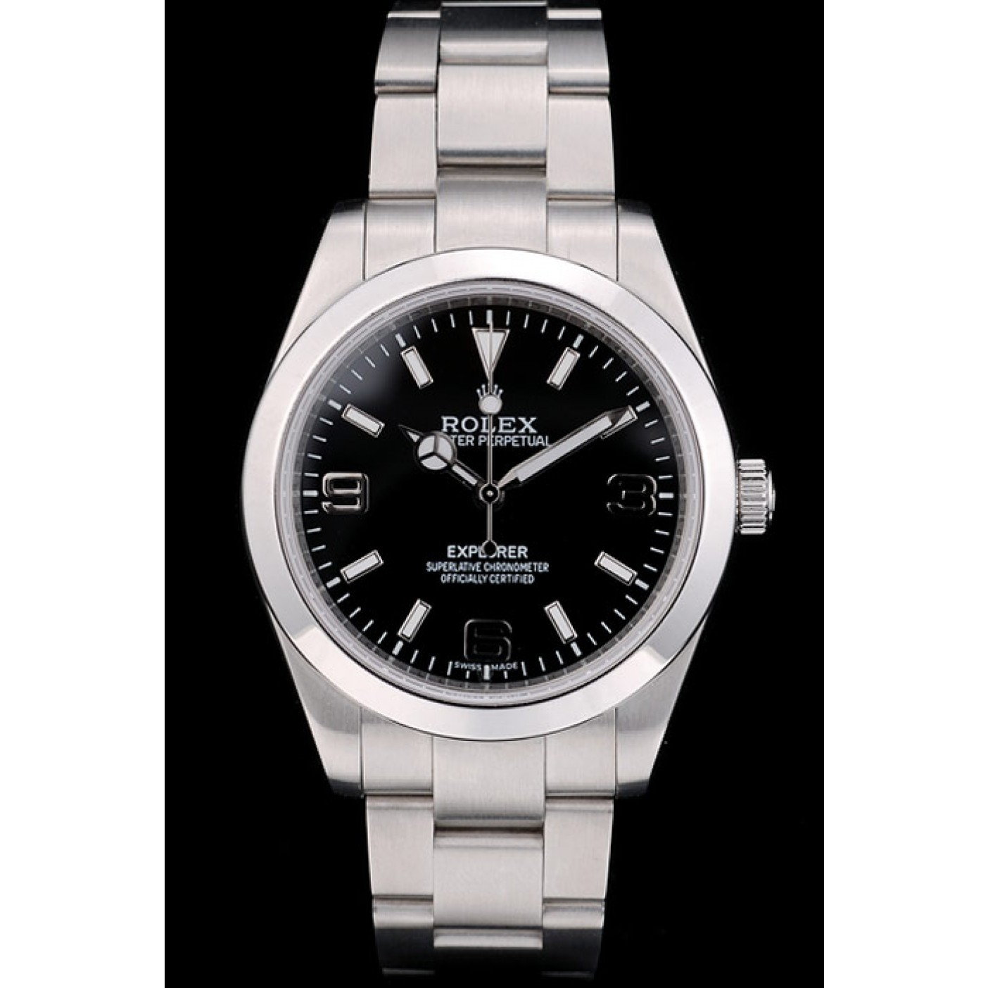 MiroTime Rolex Swiss Explorer Stainless Steel Bezel Black Dial 42002