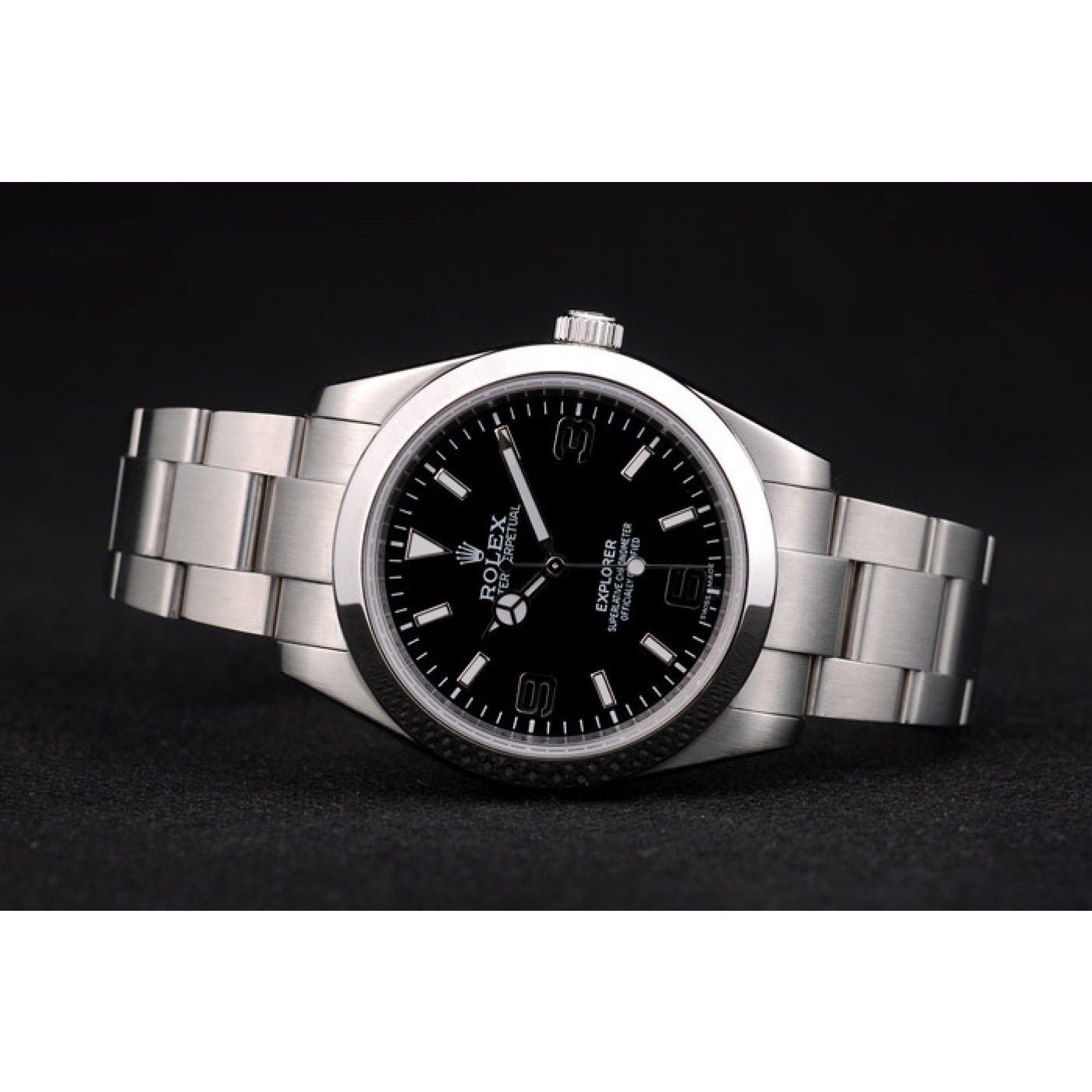 MiroTime Rolex Swiss Explorer Stainless Steel Bezel Black Dial 42002