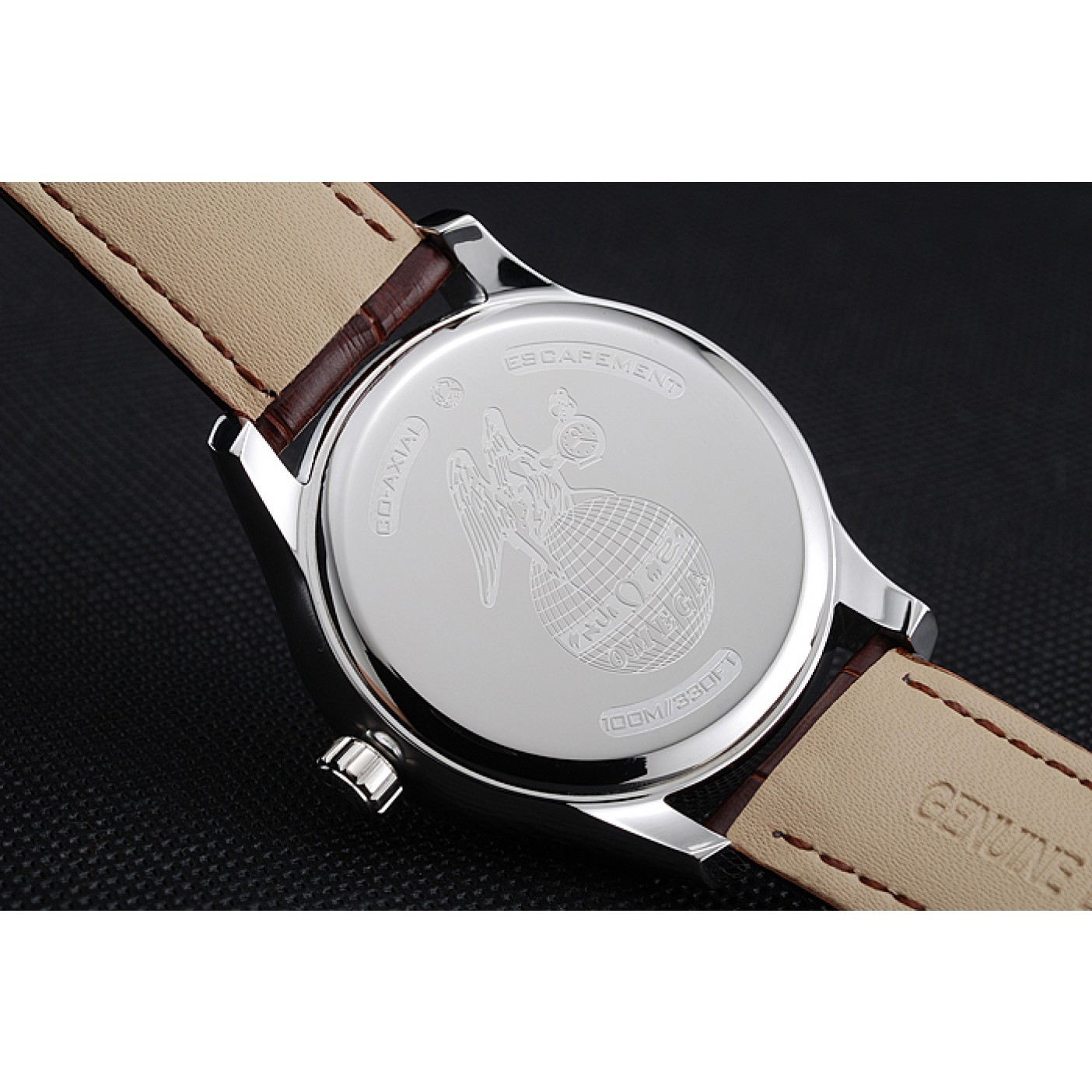 MiroTime Omega DeVille Silver Dial Stainless Steel Case Brown Leather Strap 622830