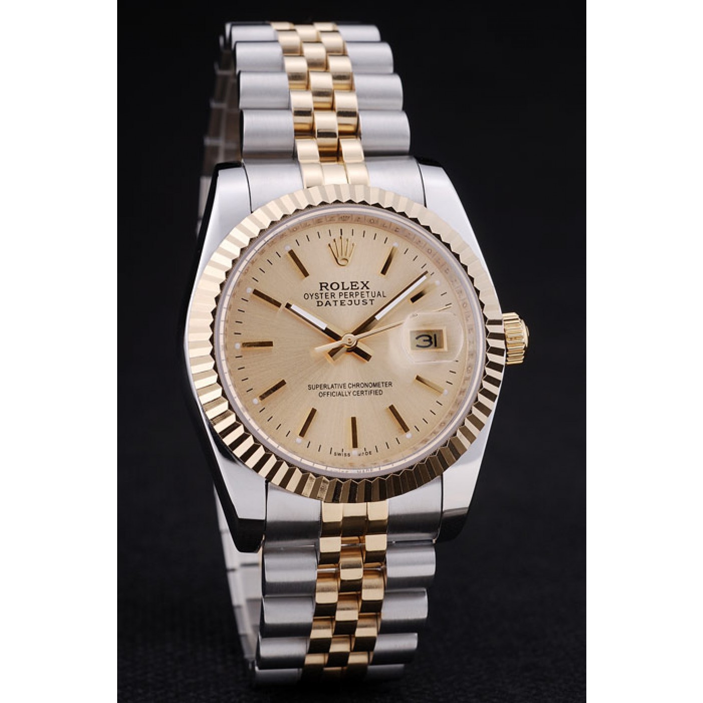 MiroTime Rolex Datejust Gold Dial Ribbed Bezel 7450