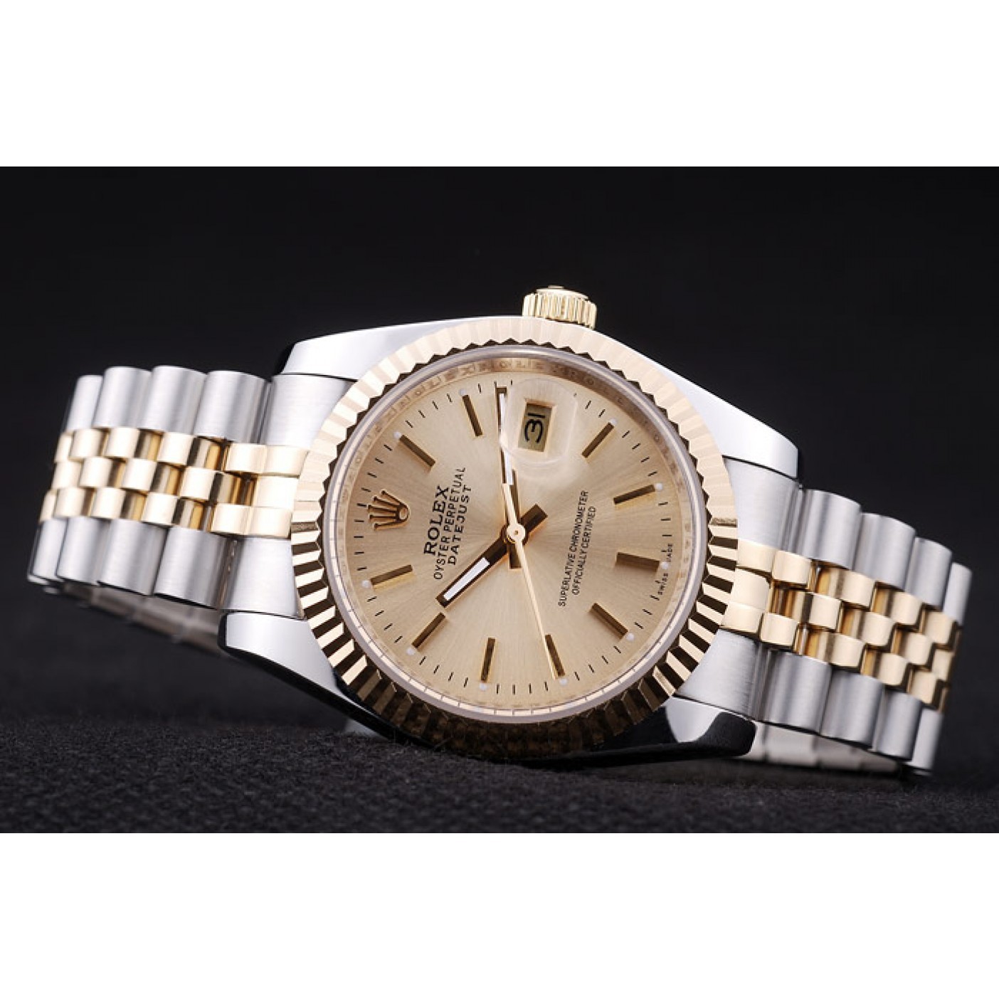MiroTime Rolex Datejust Gold Dial Ribbed Bezel 7450
