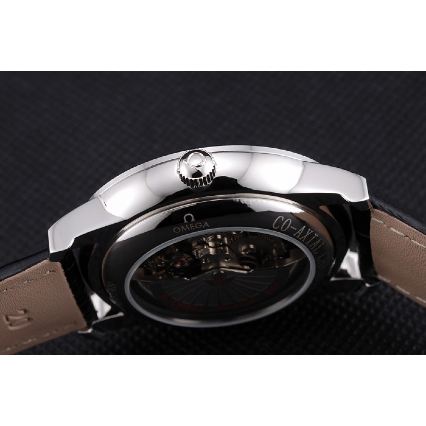 MiroTime Omega De Ville Prstige Co-Axial White Dial Silver Case Black Leather Strap Roman Numeral