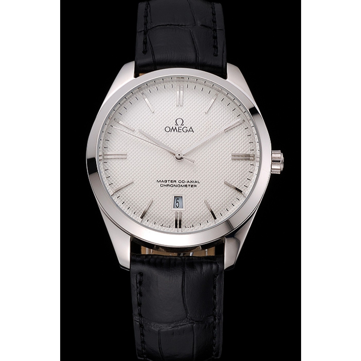 MiroTime Omega Tresor Master Co-Axial White Dial Stainless Steel Case Black Leather Strap