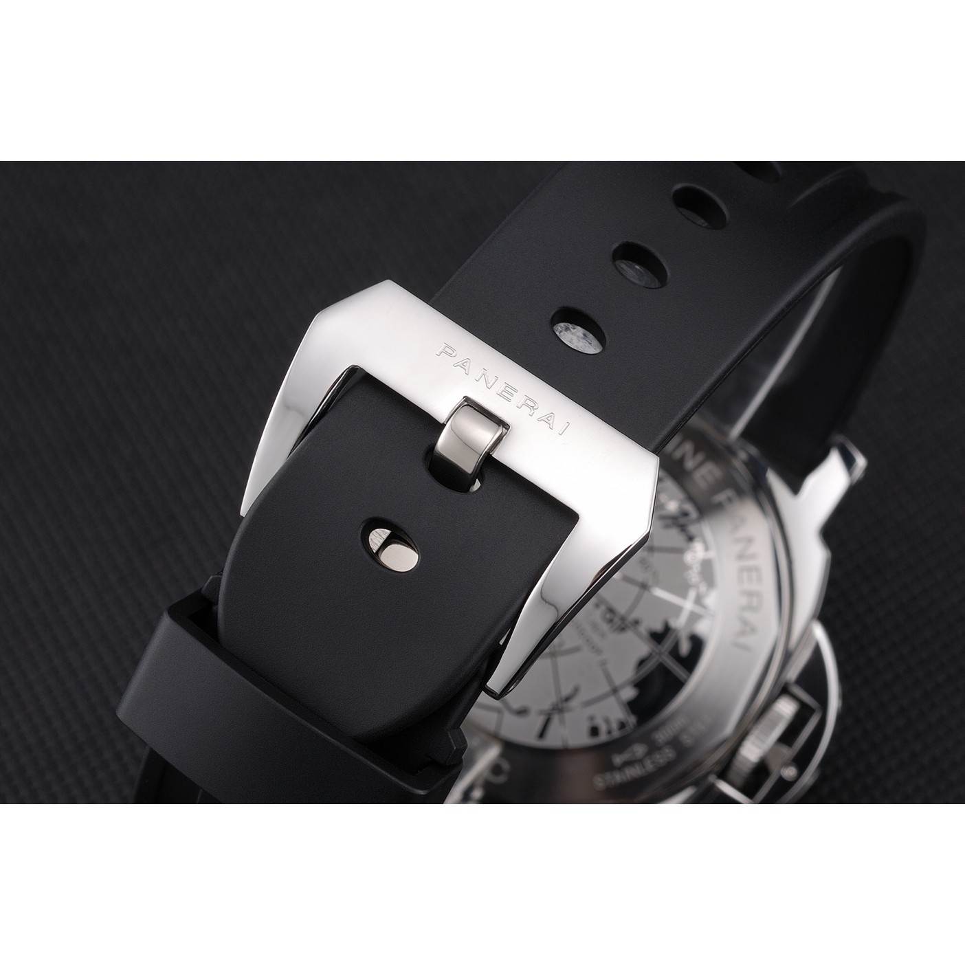 MiroTime Panerai Luminor Brushed Stainless Steel Case Black Dial Black Rubber Strap 98165