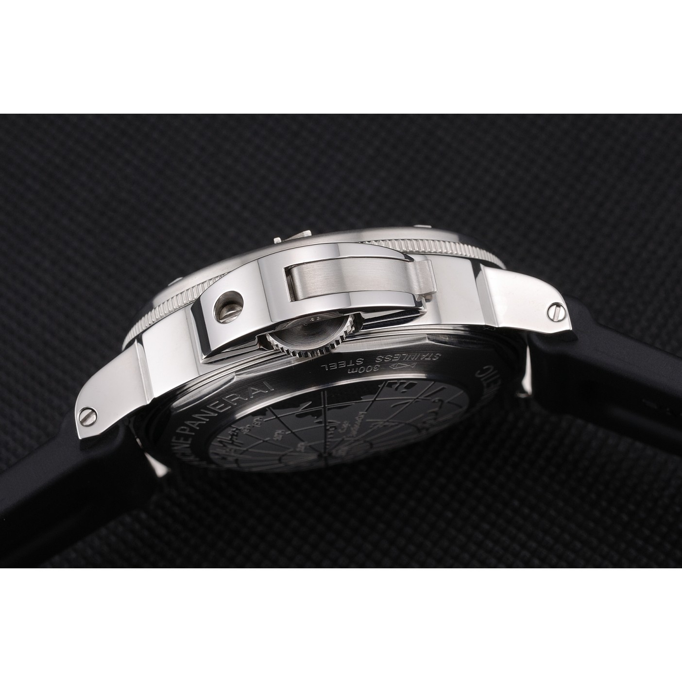 MiroTime Panerai Luminor Brushed Stainless Steel Case Black Dial Black Rubber Strap 98165