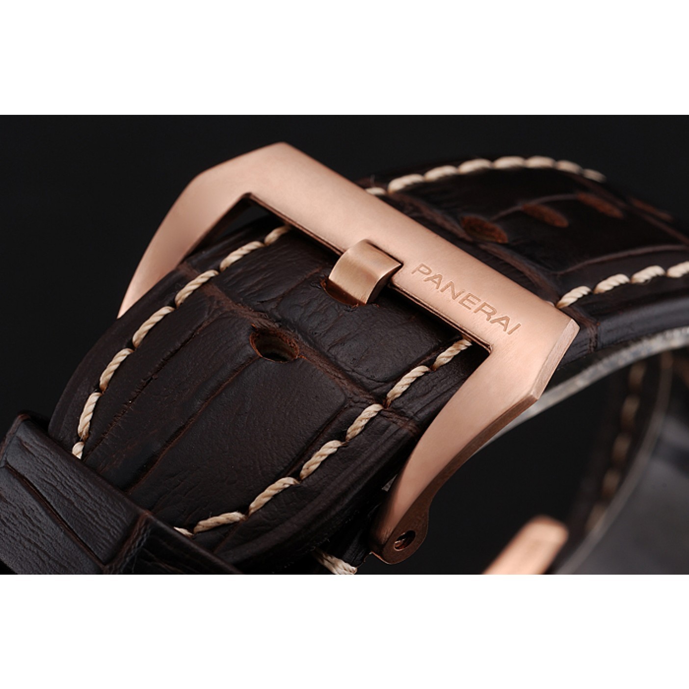 MiroTime Swiss Panerai Luminor Brown Dial Rose Gold Case Brown Leather Strap 1453841