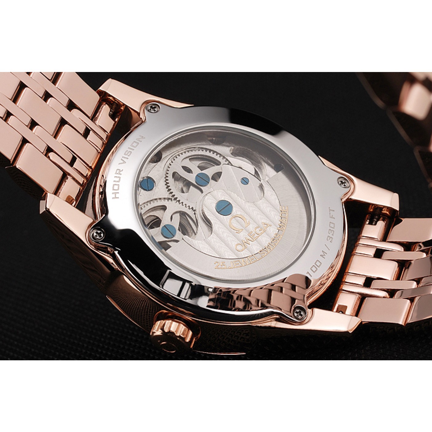 MiroTime Omega De Ville Moonphase Tourbillon White Dial Rose Gold Case And Bracelet
