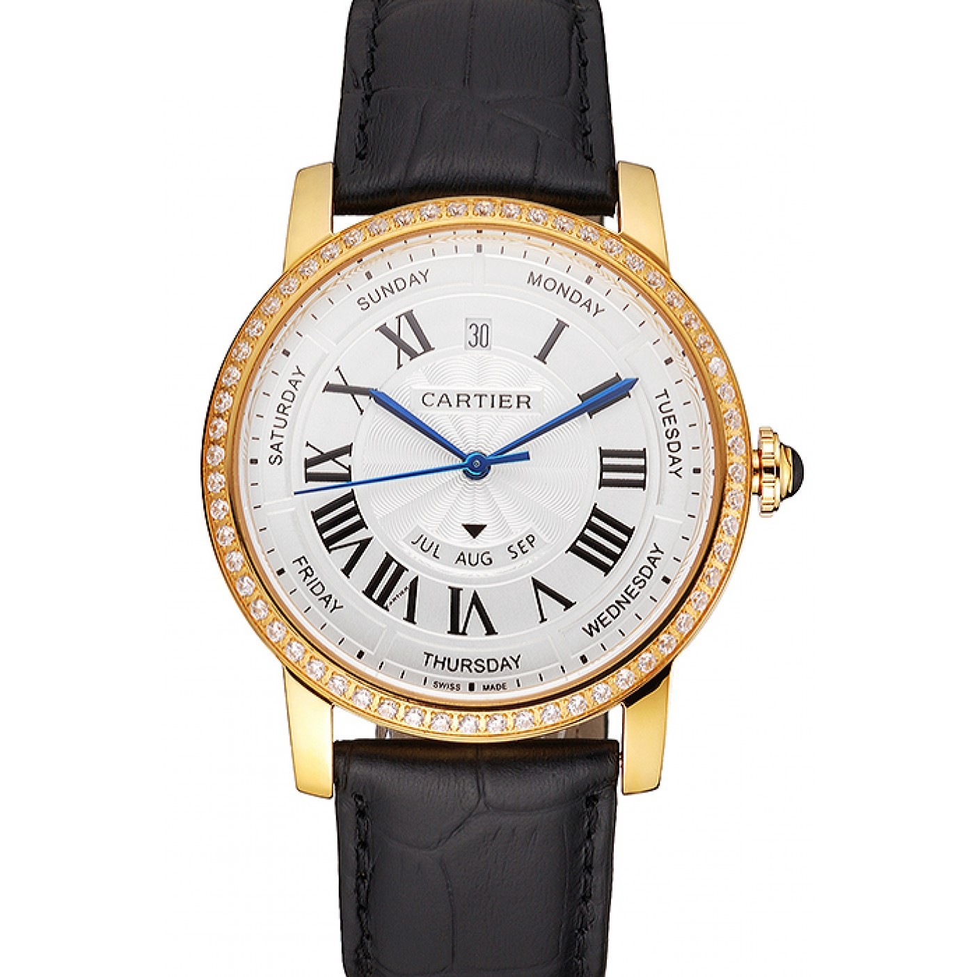 MiroTime Swiss Cartier Ballon Bleu GMT Silver Dial Rose Gold Case And Bracelet