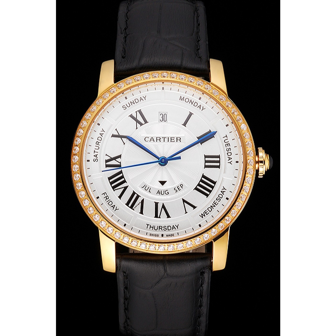 MiroTime Swiss Cartier Ballon Bleu GMT Silver Dial Rose Gold Case And Bracelet