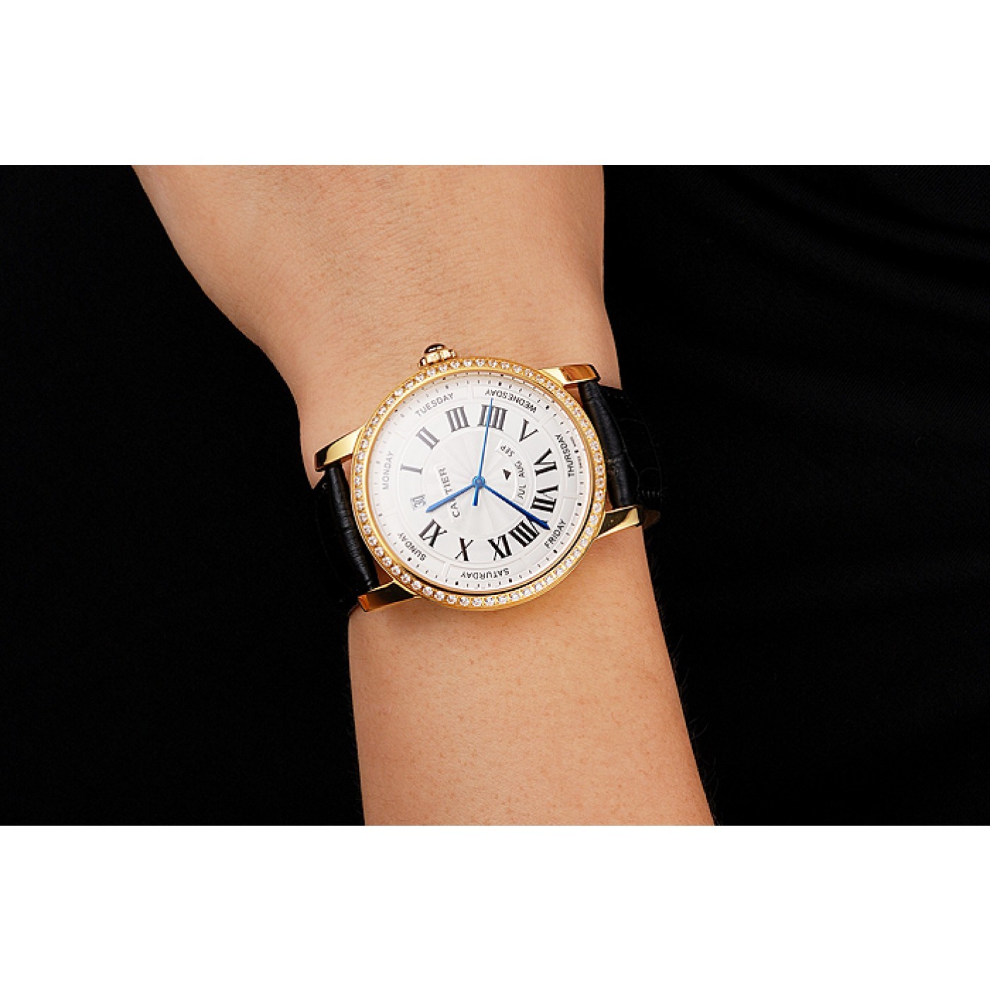 MiroTime Swiss Cartier Ballon Bleu GMT Silver Dial Rose Gold Case And Bracelet