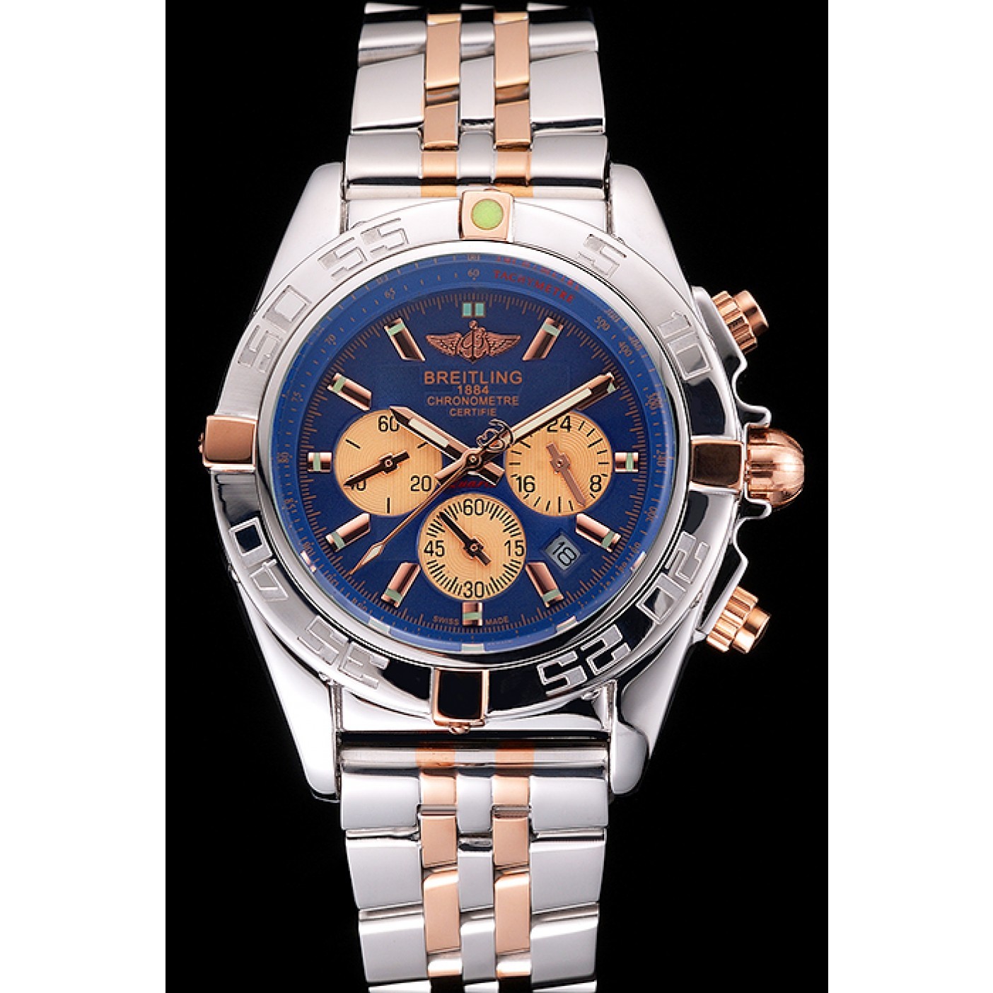 MiroTime Breitling Chronomat 44 Blue Dial with White Subdials 2 Tone Stainless Steel Bracelet 622510