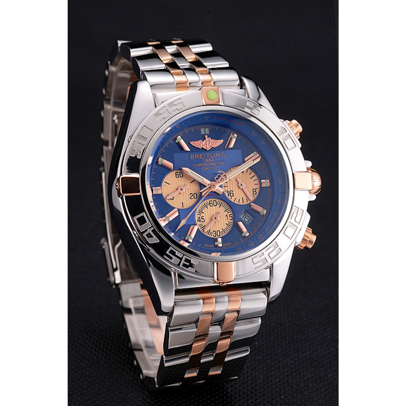 MiroTime Breitling Chronomat 44 Blue Dial with White Subdials 2 Tone Stainless Steel Bracelet 622510