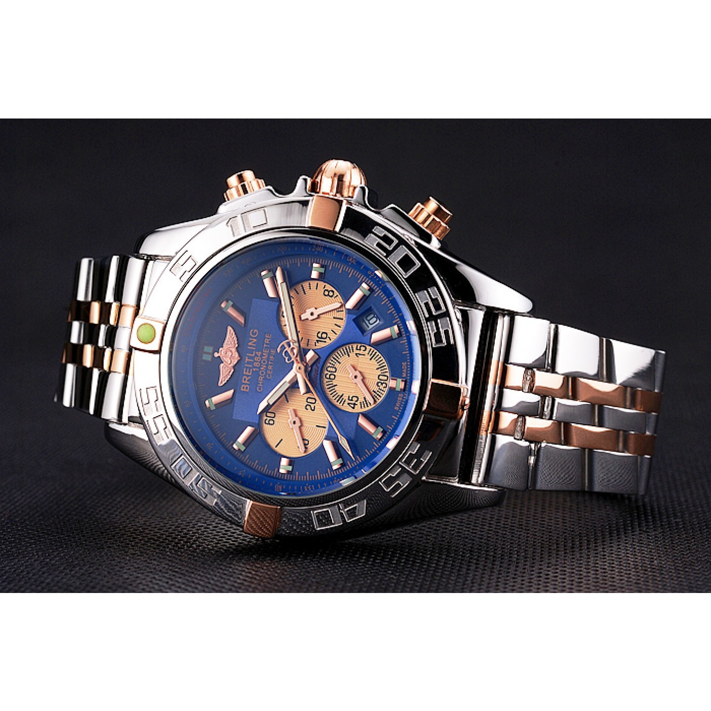 MiroTime Breitling Chronomat 44 Blue Dial with White Subdials 2 Tone Stainless Steel Bracelet 622510