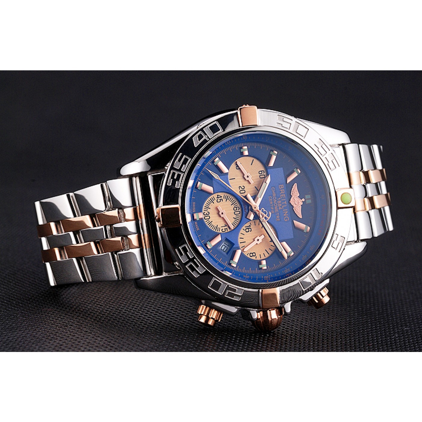MiroTime Breitling Chronomat 44 Blue Dial with White Subdials 2 Tone Stainless Steel Bracelet 622510