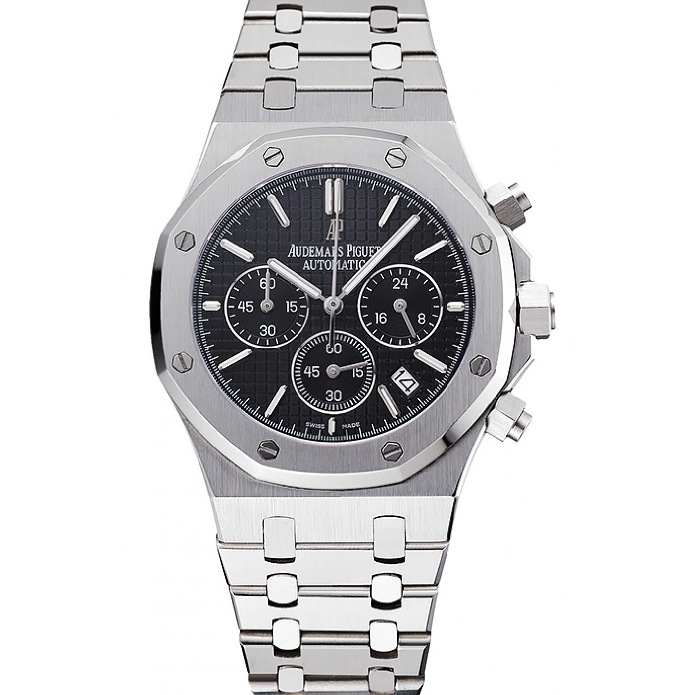 MiroTime Audemars Piguet Royal Oak Chronograph Black Dial Stainless Steel Bracelet 1454025