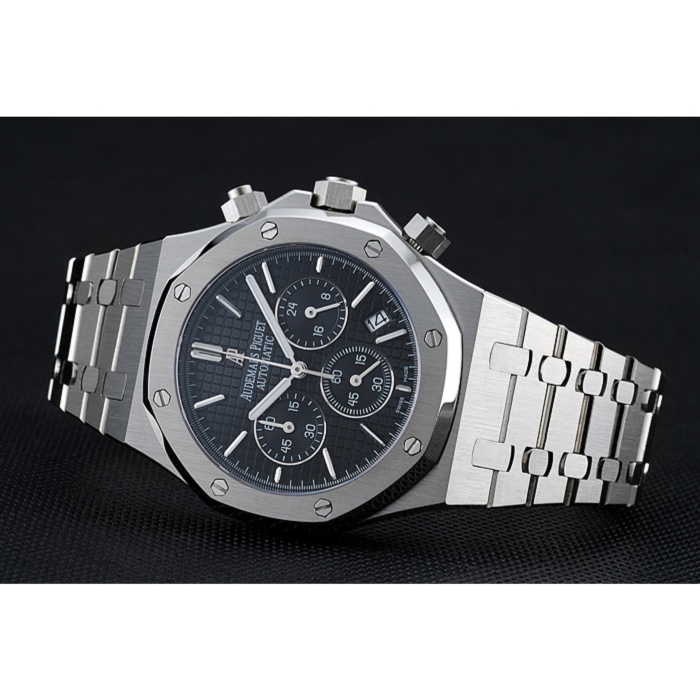 MiroTime Audemars Piguet Royal Oak Chronograph Black Dial Stainless Steel Bracelet 1454025