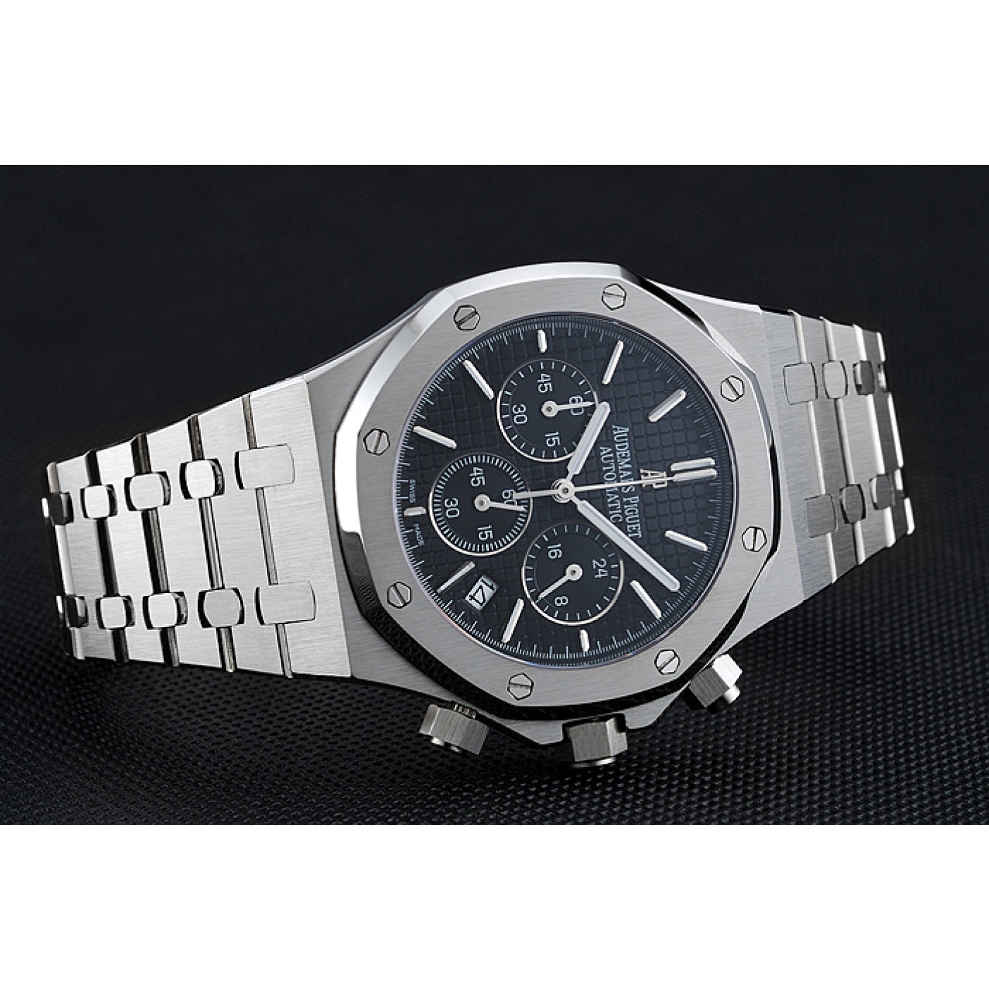 MiroTime Audemars Piguet Royal Oak Chronograph Black Dial Stainless Steel Bracelet 1454025