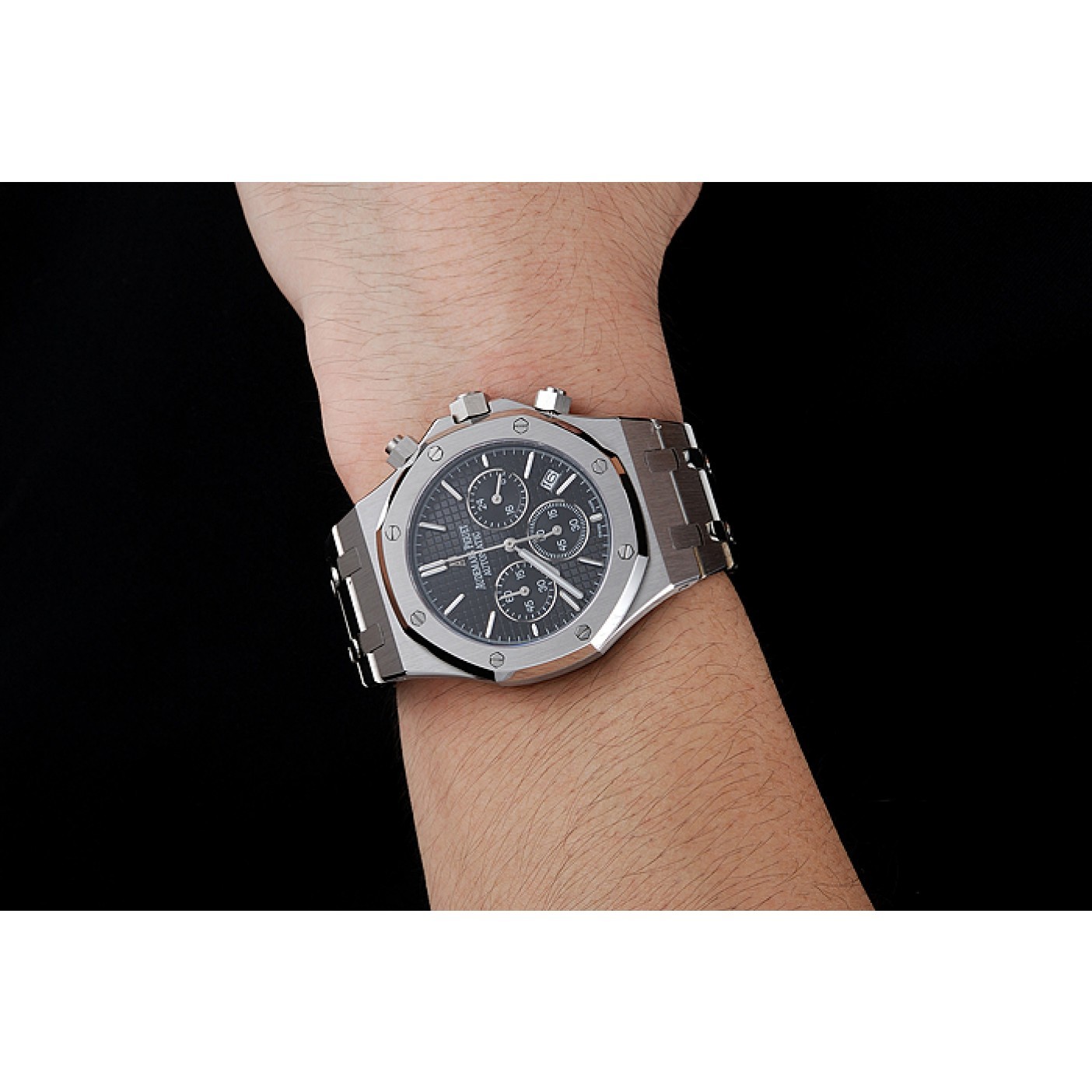 MiroTime Audemars Piguet Royal Oak Chronograph Black Dial Stainless Steel Bracelet 1454025