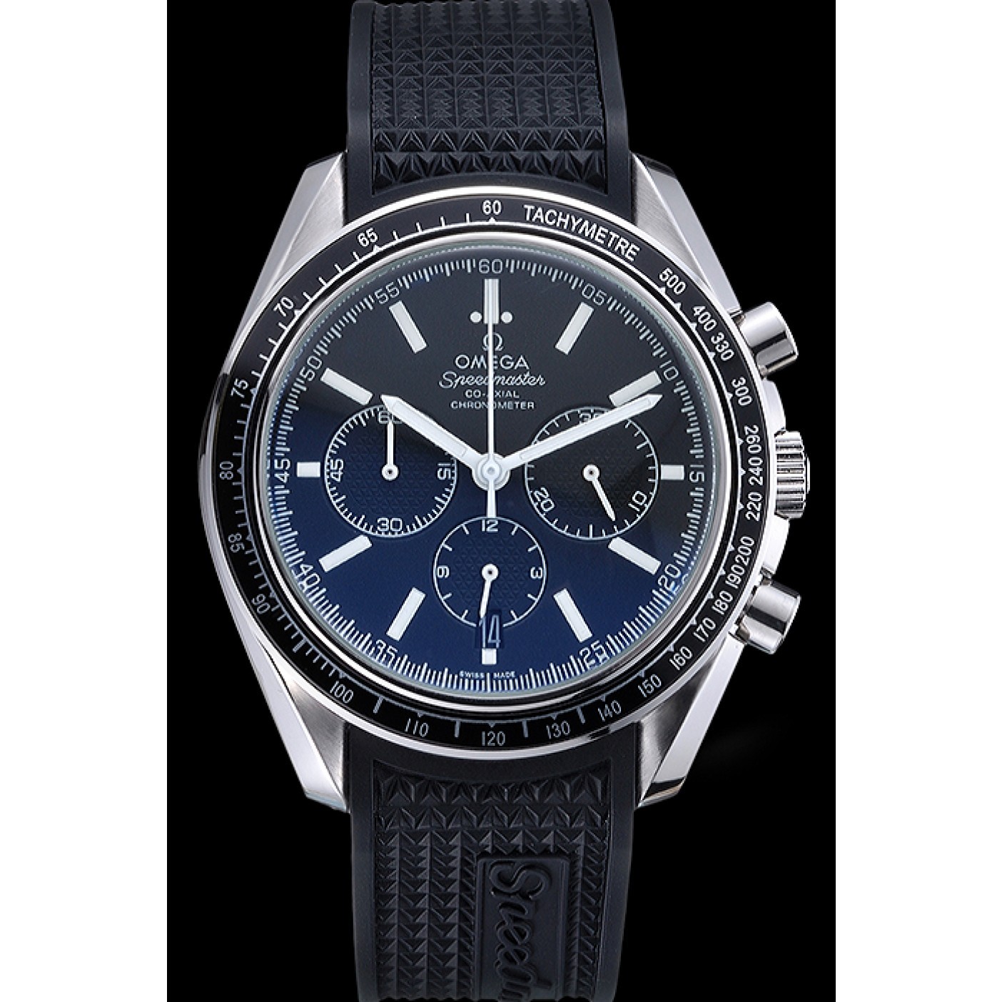 MiroTime Omega Speedmaster Black Rubber Strap Black Dial 622042