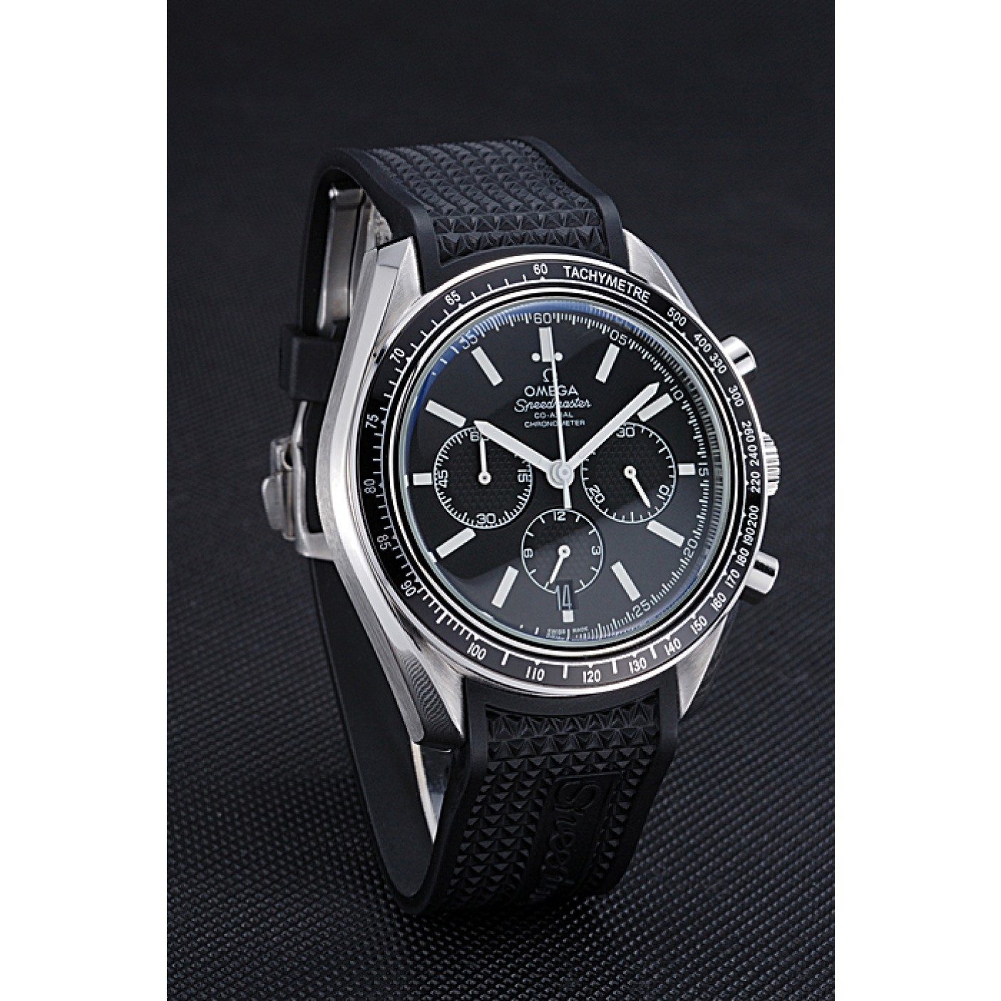 MiroTime Omega Speedmaster Black Rubber Strap Black Dial 622042