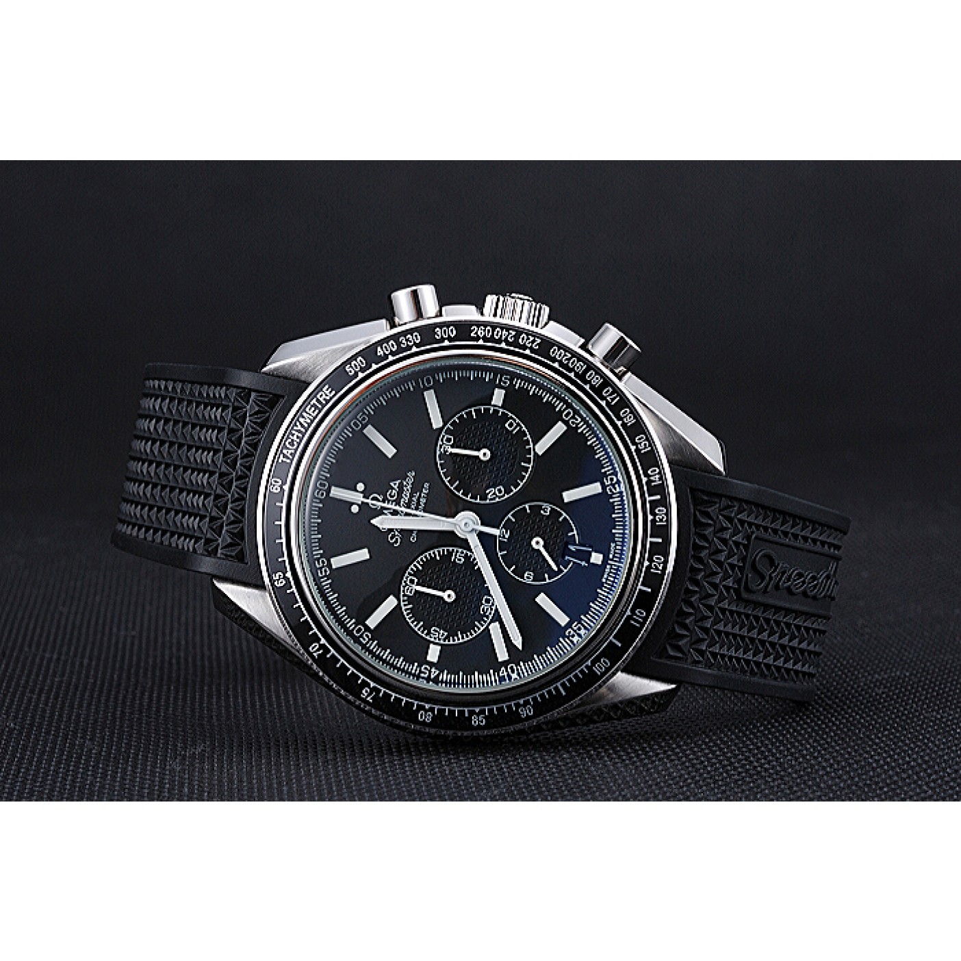 MiroTime Omega Speedmaster Black Rubber Strap Black Dial 622042