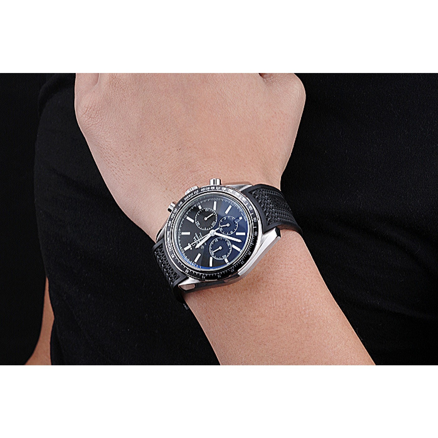 MiroTime Omega Speedmaster Black Rubber Strap Black Dial 622042
