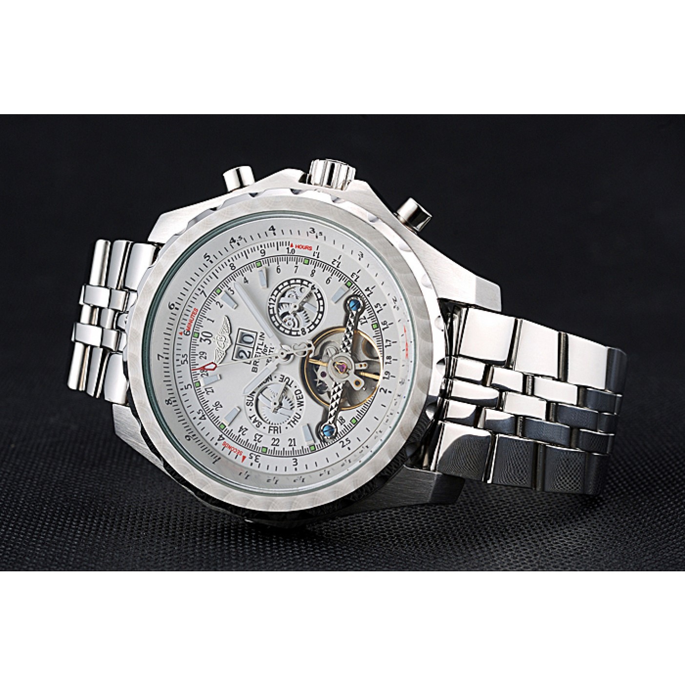 MiroTime Breitling Bentley Mulliner Tourbillon White Dial Stainless Steel Case And Bracelet 622732