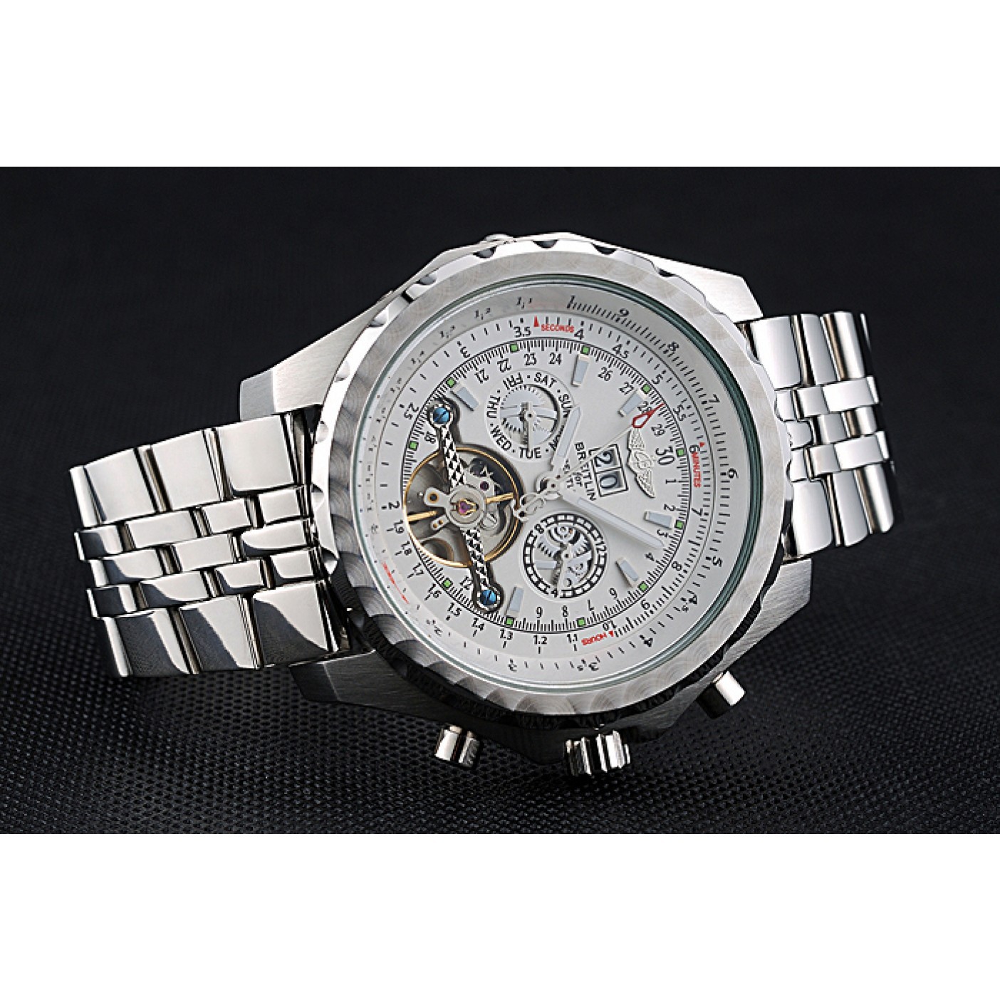MiroTime Breitling Bentley Mulliner Tourbillon White Dial Stainless Steel Case And Bracelet 622732