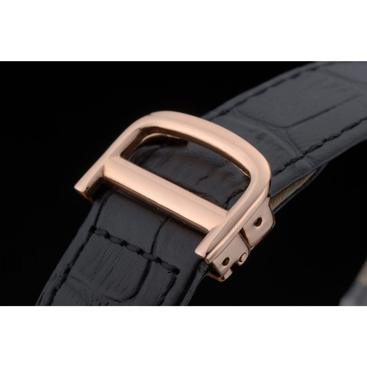 MiroTime Cartier Tank Anglaise 30mm White Dial Gold Case Black Leather Bracelet
