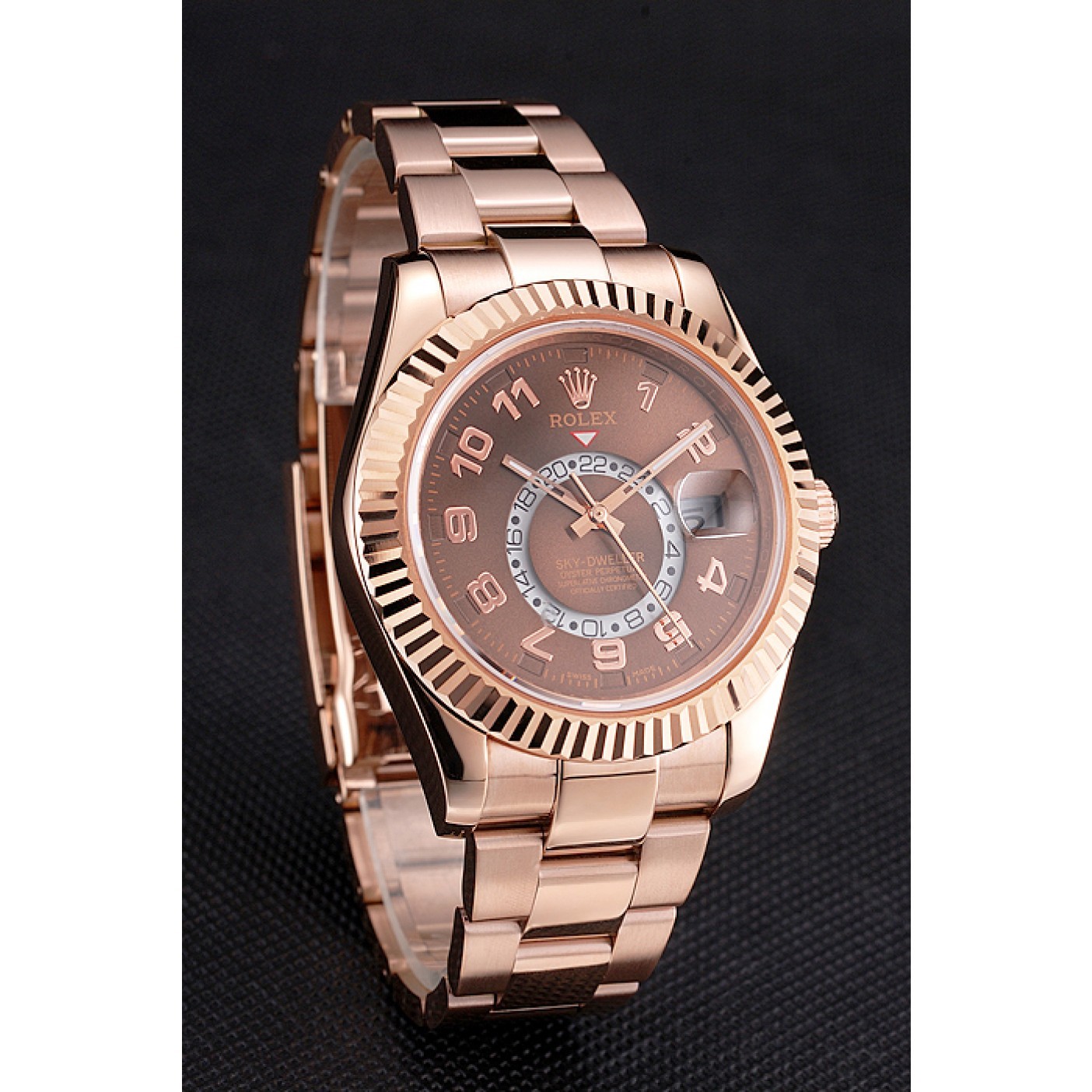 MiroTime Rolex Sky Dweller Brown Dial Rose Gold Case Ad Bracelet